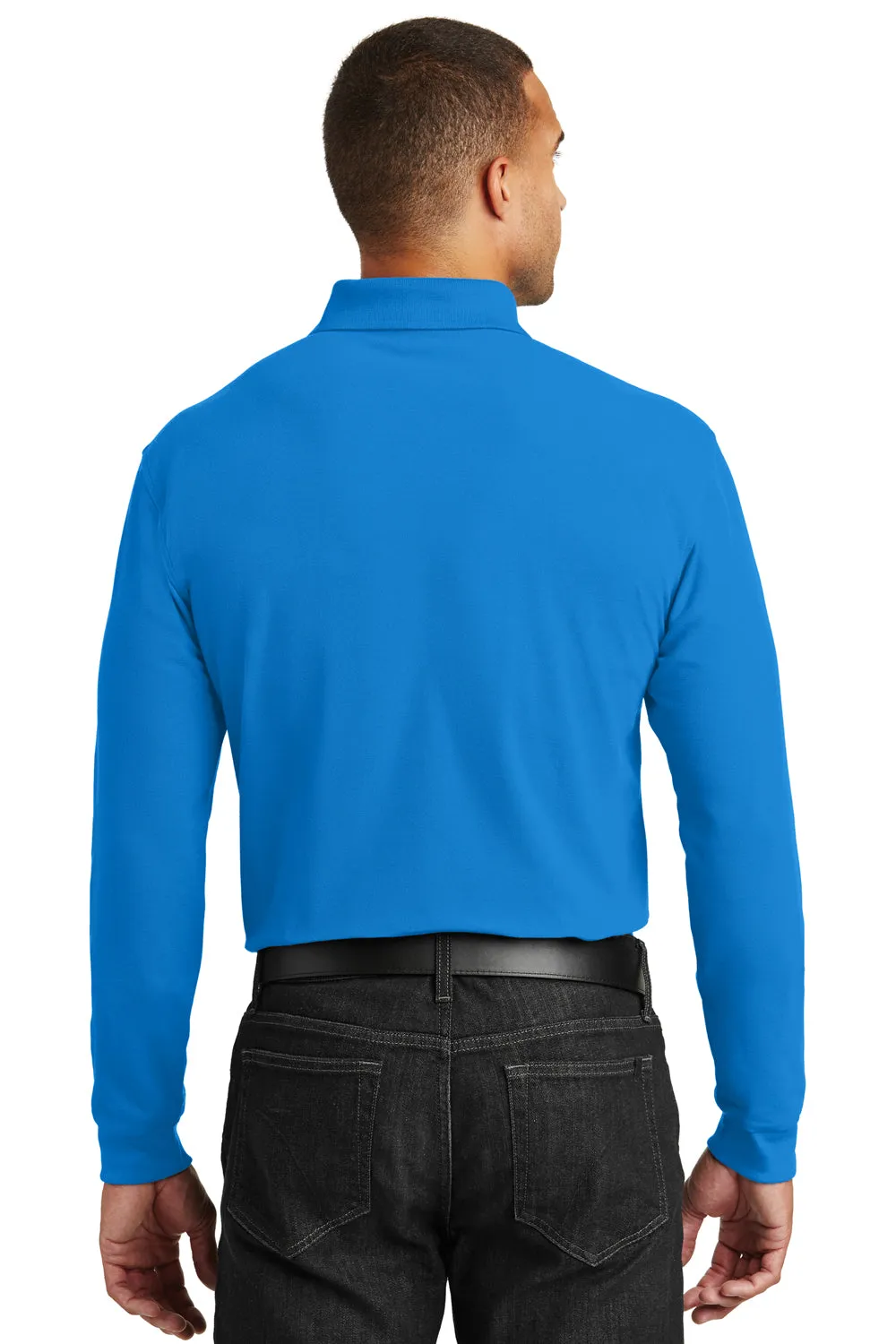 Port Authority Mens Core Classic Long Sleeve Polo Shirt - Coastal Blue - Closeout