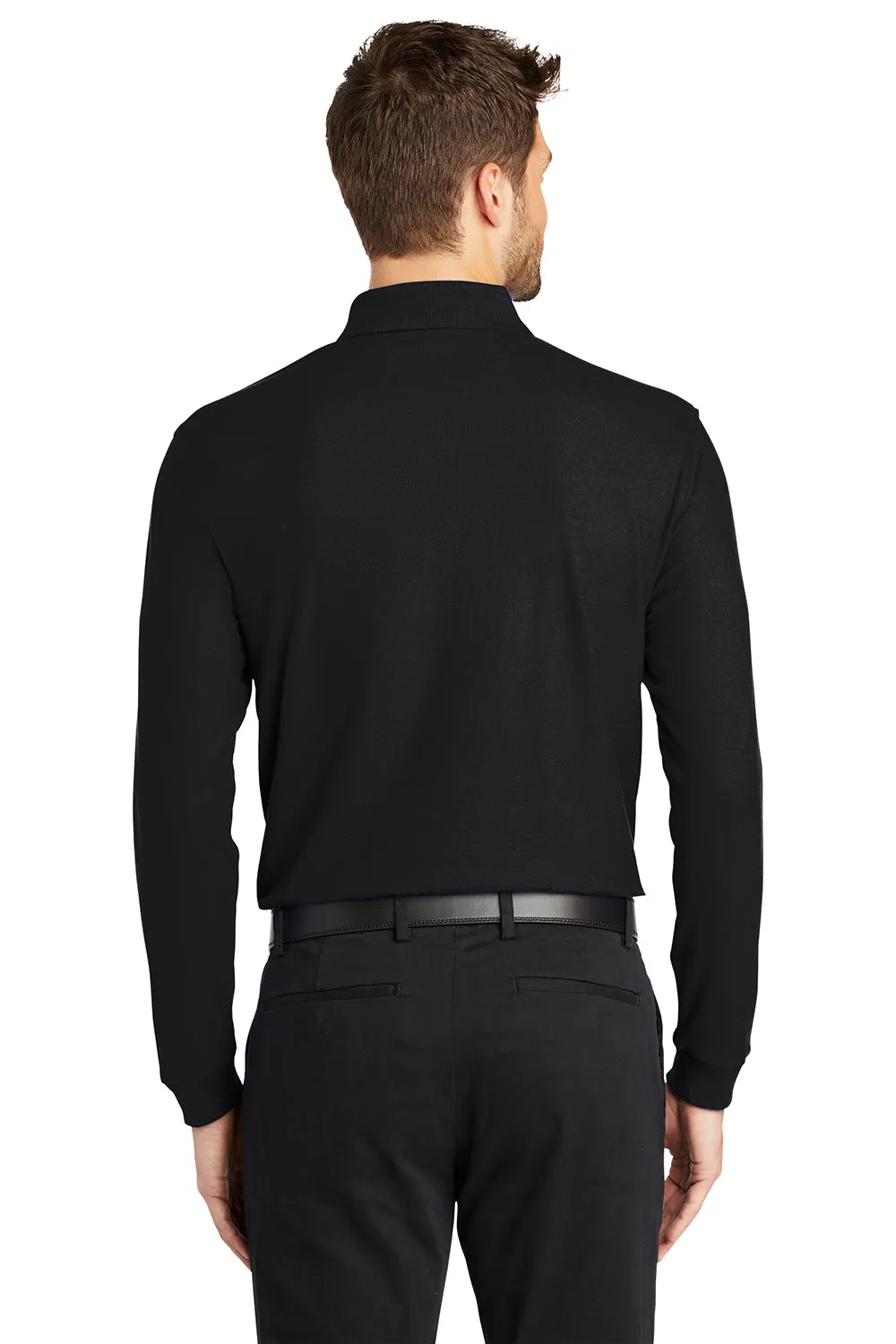 Port Authority Mens Core Classic Long Sleeve Polo Shirt - Deep Black