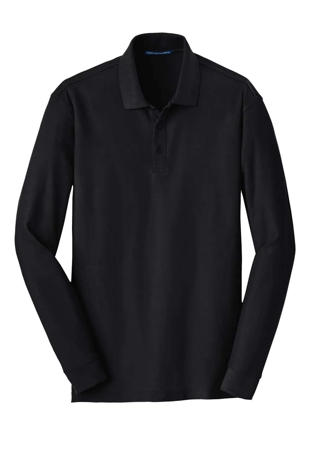 Port Authority Mens Core Classic Long Sleeve Polo Shirt - Deep Black