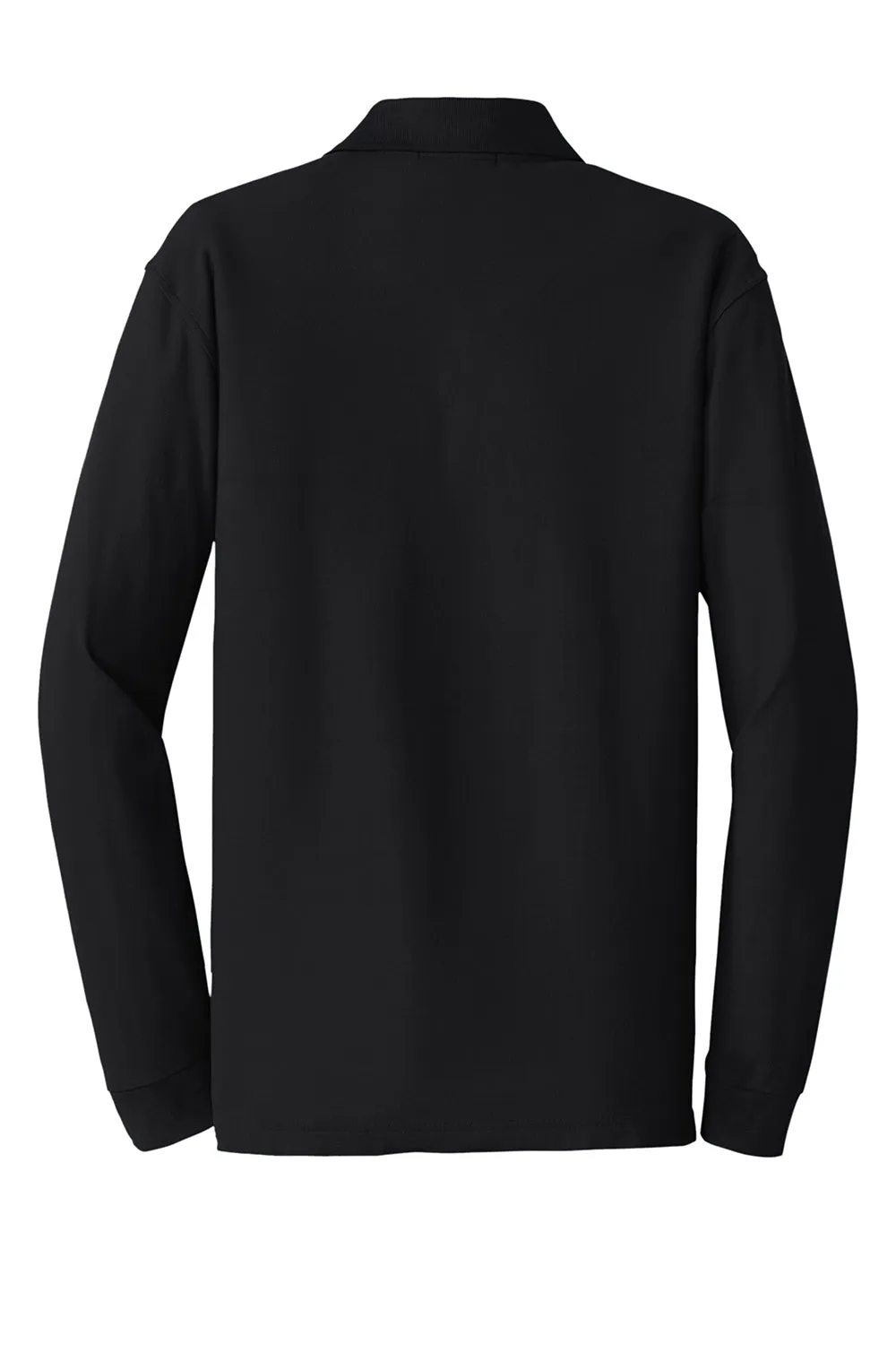 Port Authority Mens Core Classic Long Sleeve Polo Shirt - Deep Black