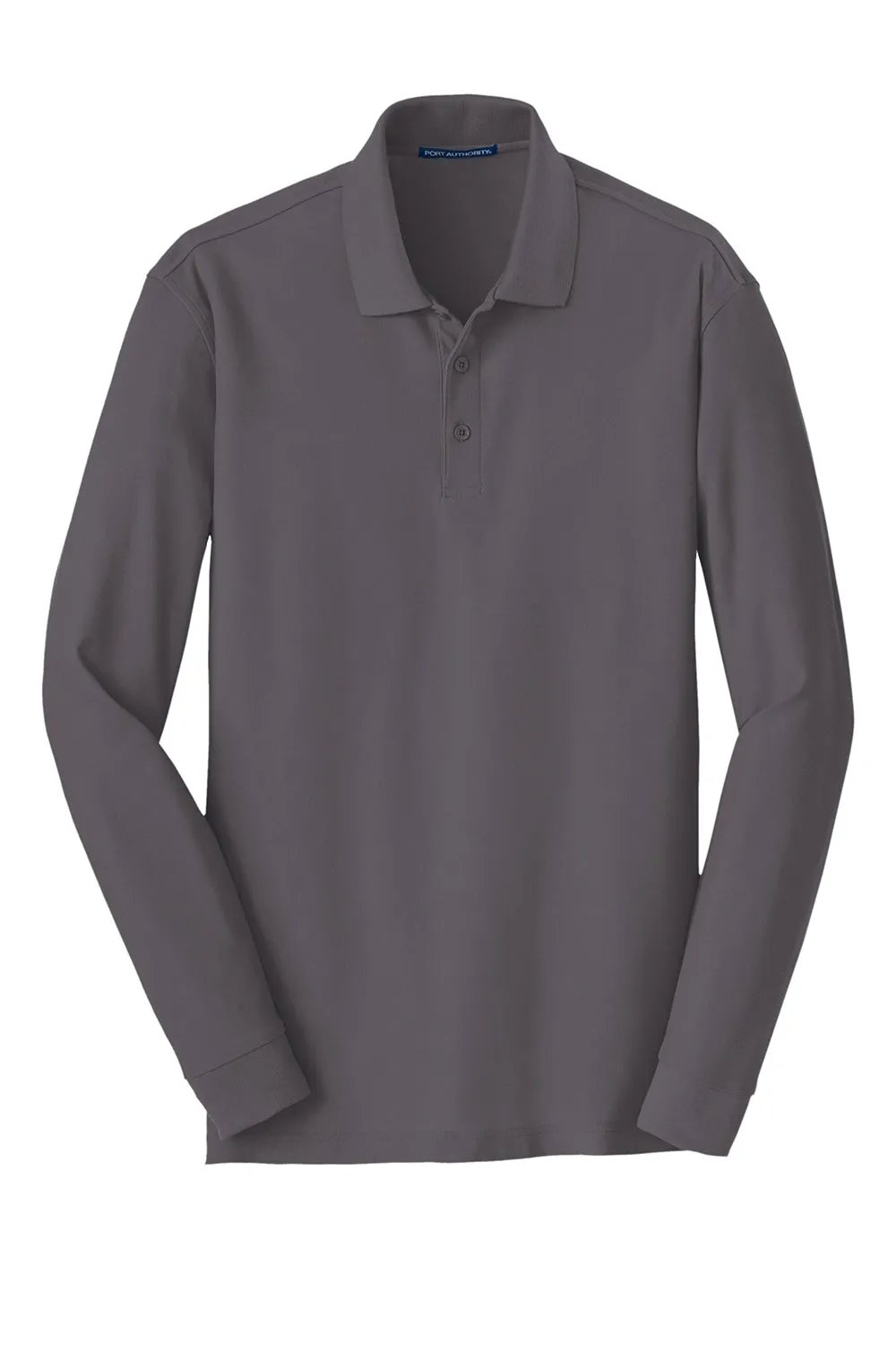Port Authority Mens Core Classic Long Sleeve Polo Shirt - Graphite Grey