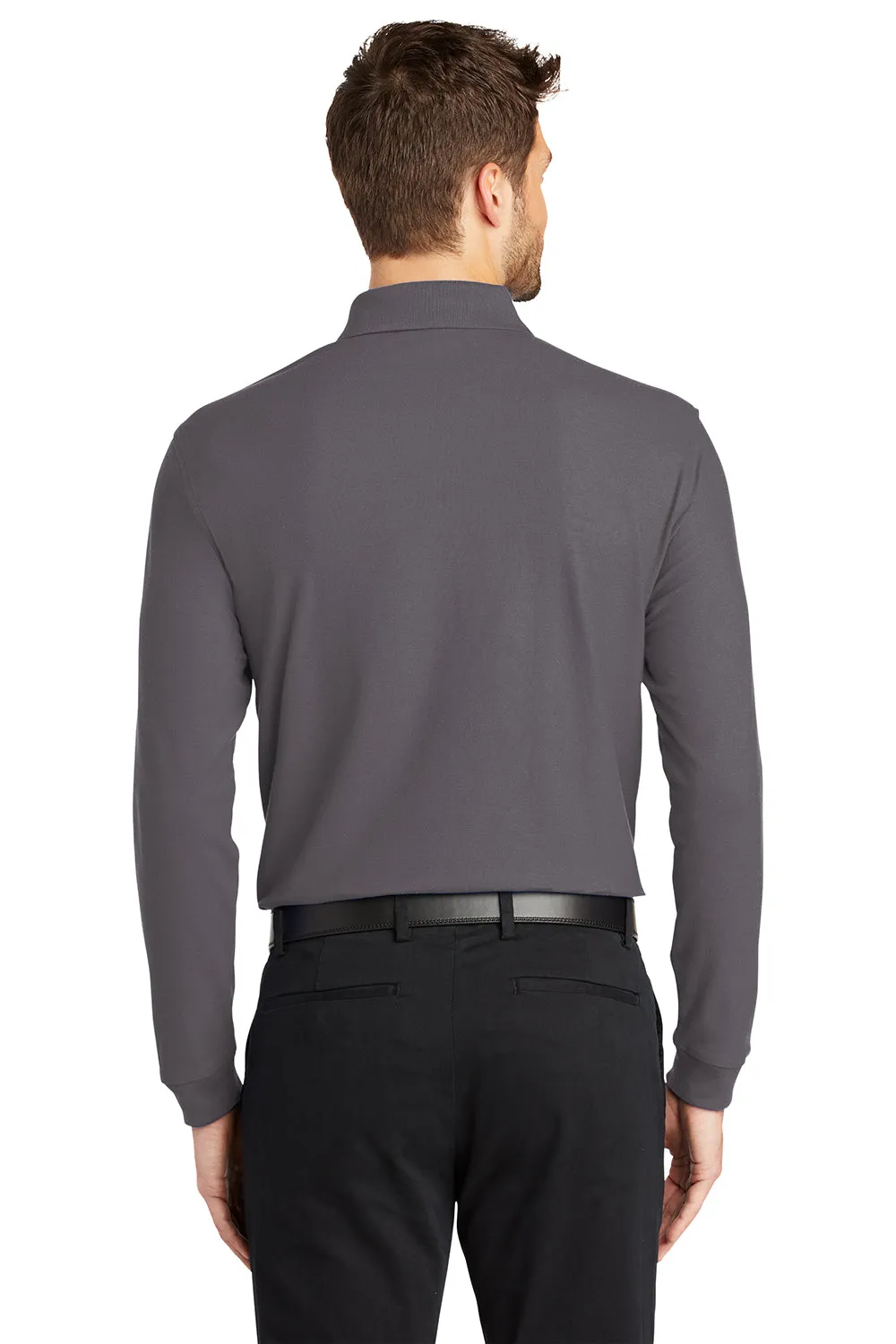 Port Authority Mens Core Classic Long Sleeve Polo Shirt - Graphite Grey