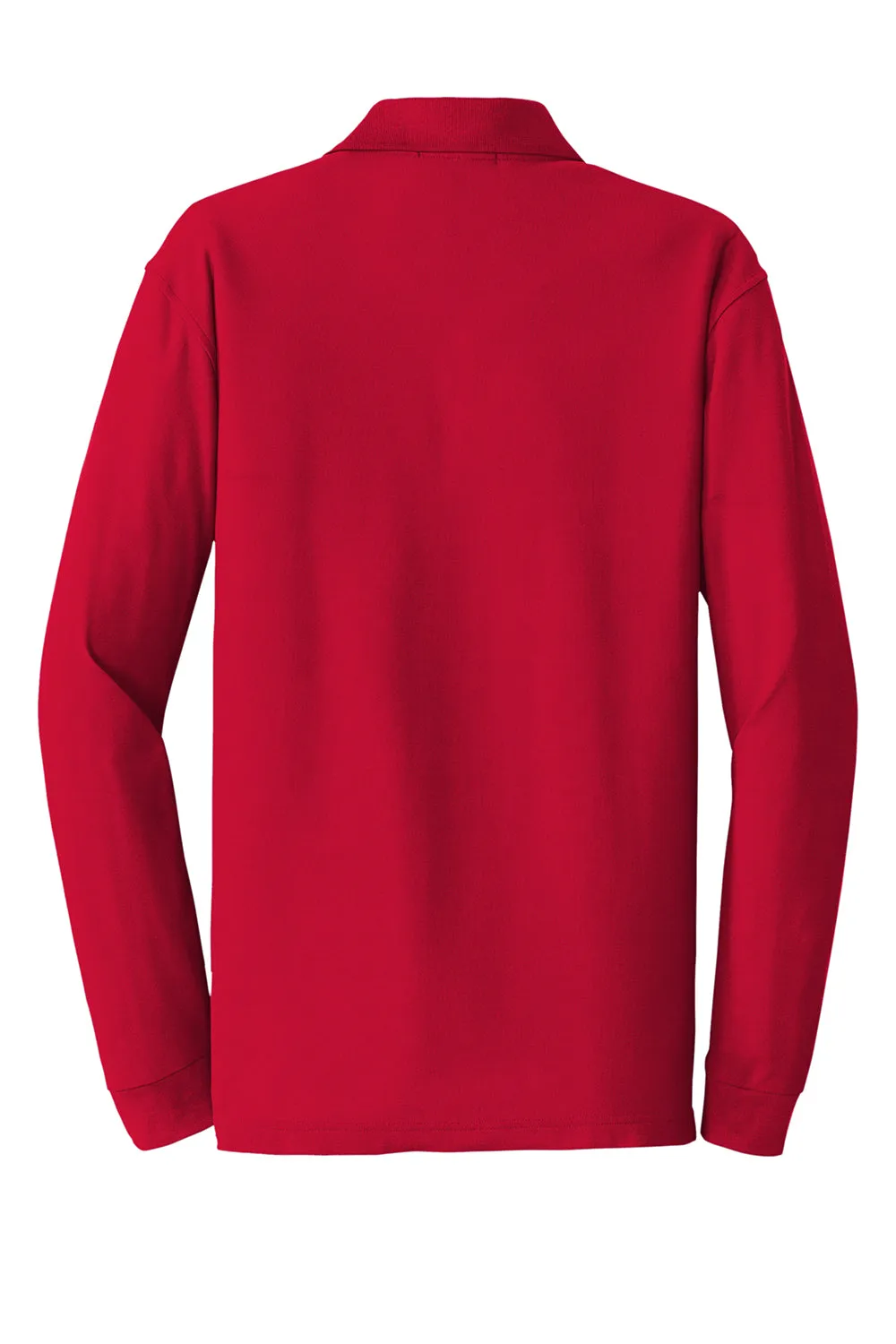 Port Authority Mens Core Classic Long Sleeve Polo Shirt - Rich Red