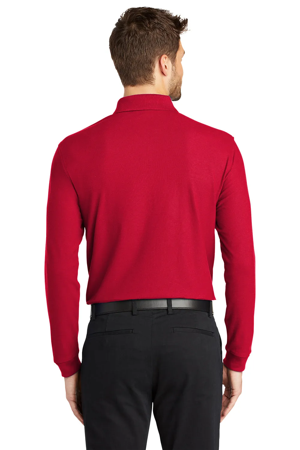 Port Authority Mens Core Classic Long Sleeve Polo Shirt - Rich Red