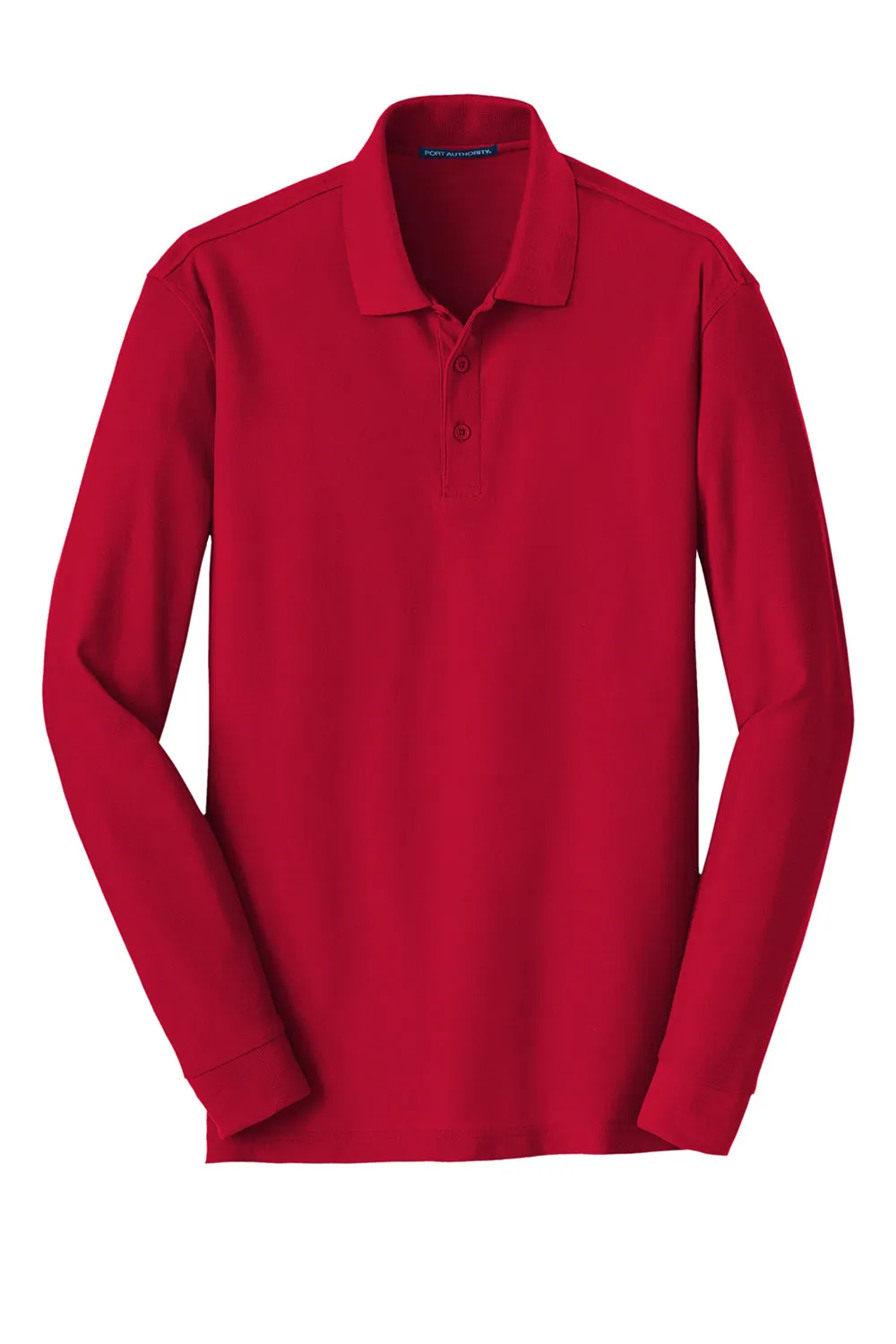 Port Authority Mens Core Classic Long Sleeve Polo Shirt - Rich Red