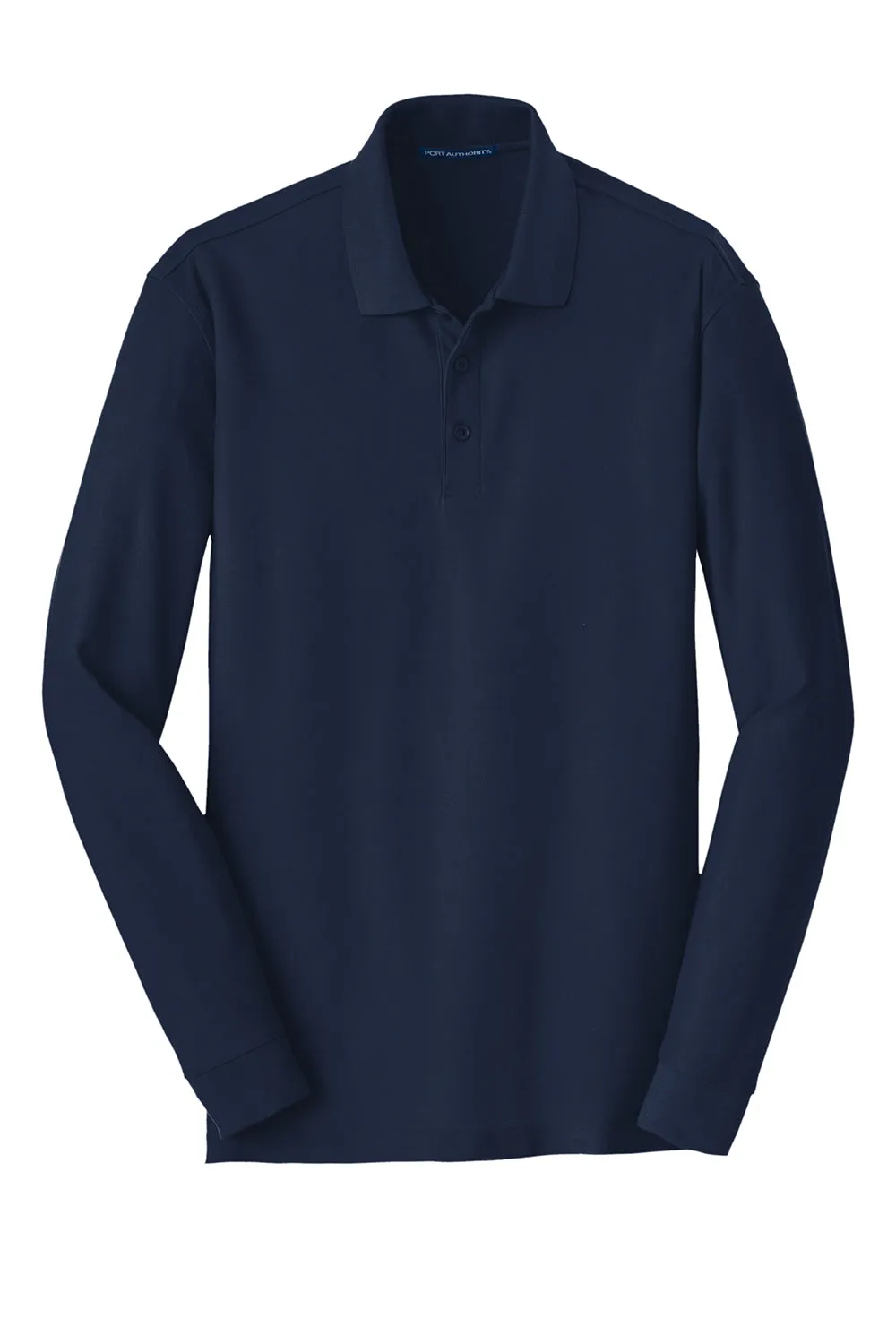Port Authority Mens Core Classic Long Sleeve Polo Shirt - River Navy Blue