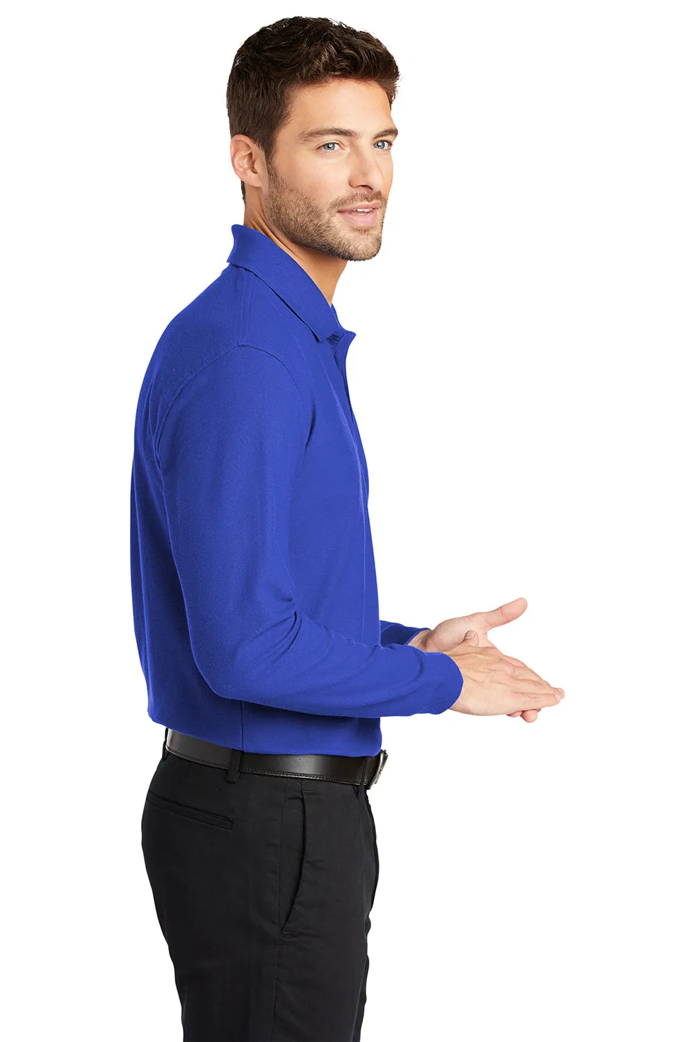 Port Authority Mens Core Classic Long Sleeve Polo Shirt - True Royal Blue