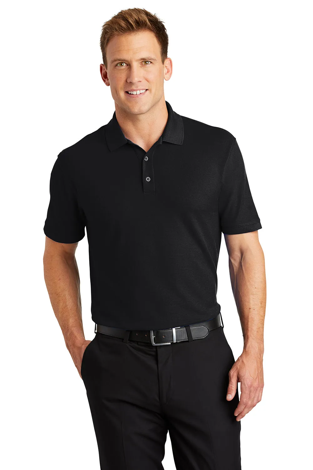 Port Authority Mens Core Classic Short Sleeve Polo Shirt - Black