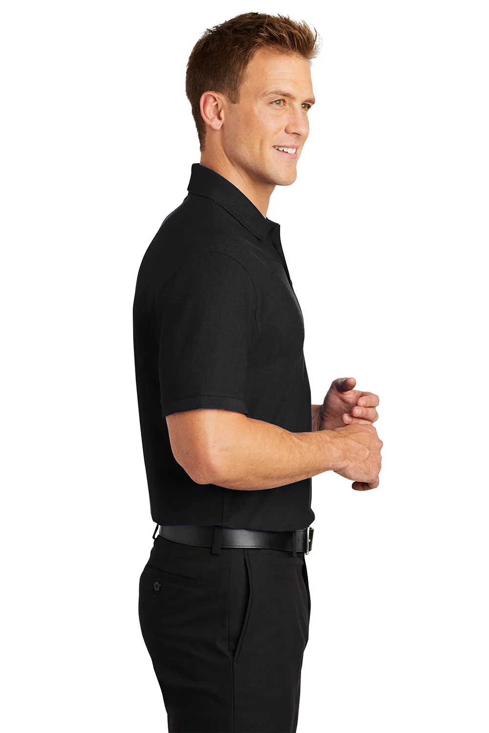 Port Authority Mens Core Classic Short Sleeve Polo Shirt - Black