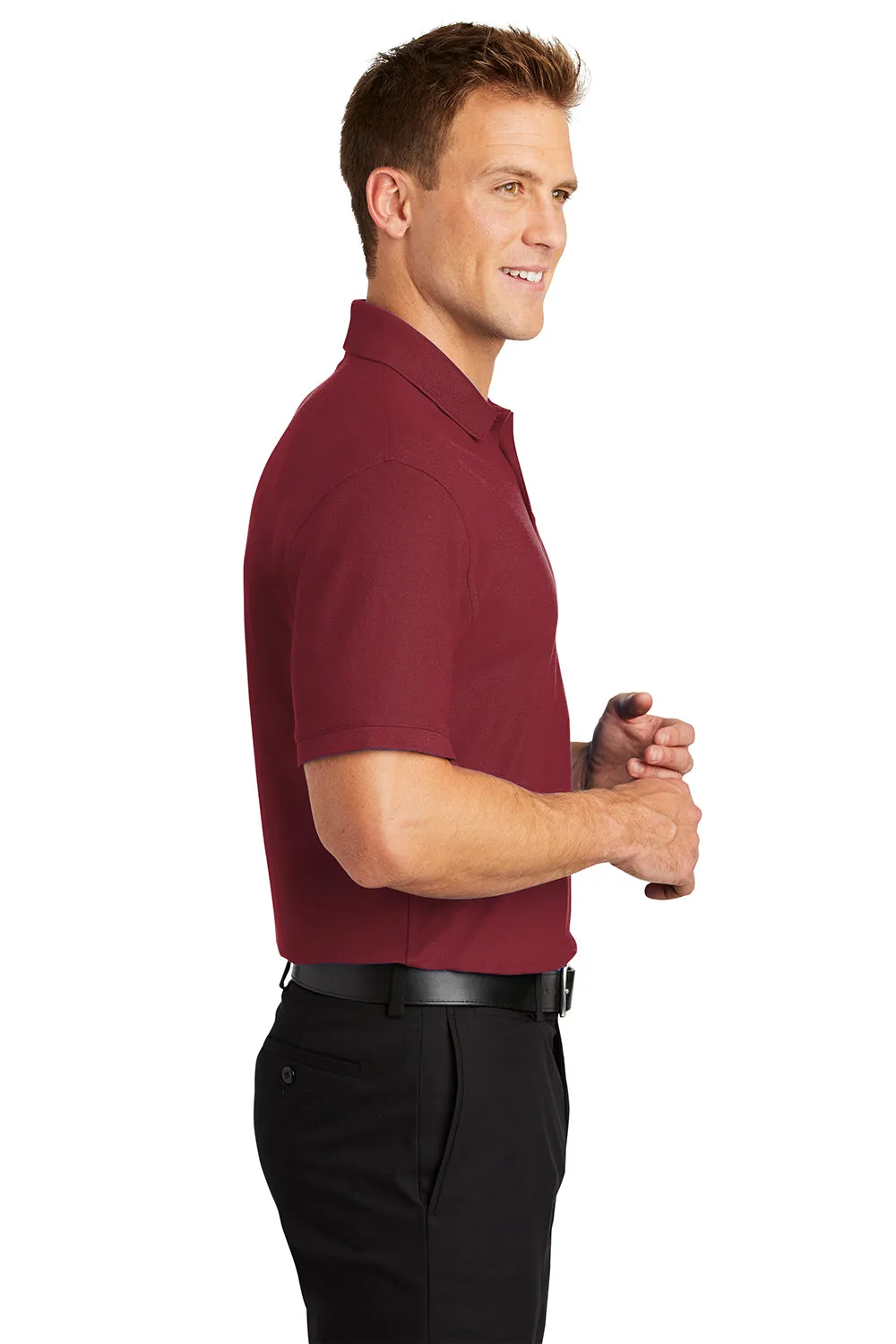 Port Authority Mens Core Classic Short Sleeve Polo Shirt - Burgundy