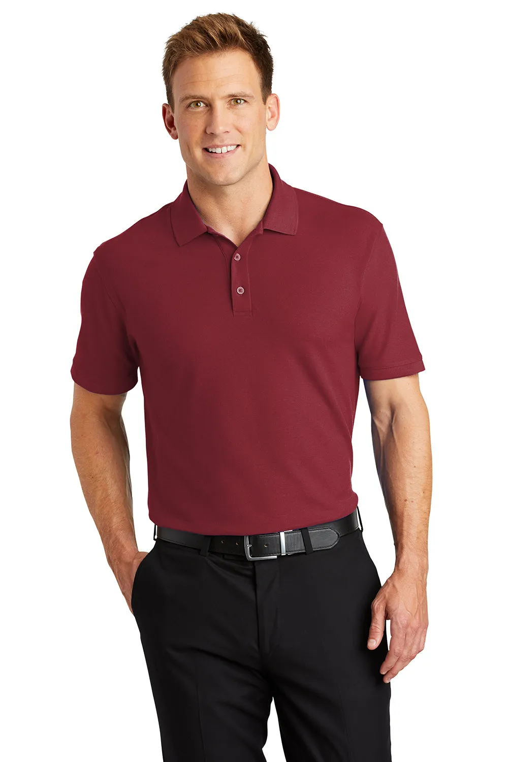 Port Authority Mens Core Classic Short Sleeve Polo Shirt - Burgundy