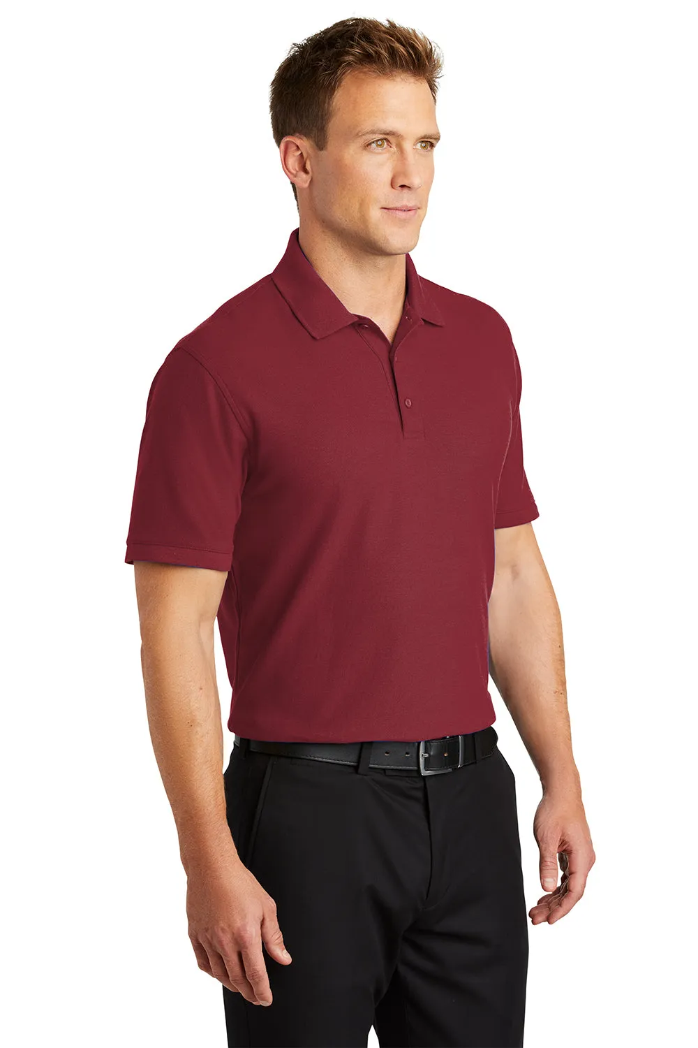 Port Authority Mens Core Classic Short Sleeve Polo Shirt - Burgundy