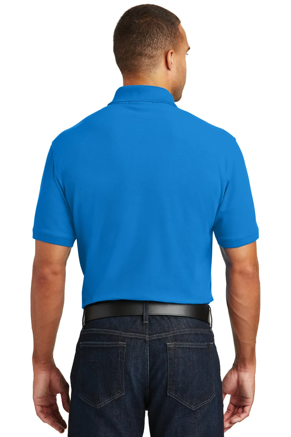 Port Authority Mens Core Classic Short Sleeve Polo Shirt w/ Pocket - Coastal Blue - Closeout
