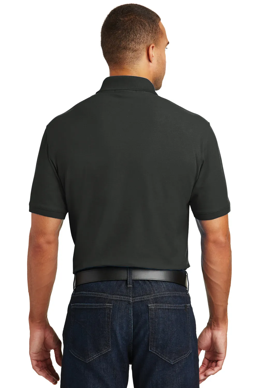 Port Authority Mens Core Classic Short Sleeve Polo Shirt w/ Pocket - Deep Black