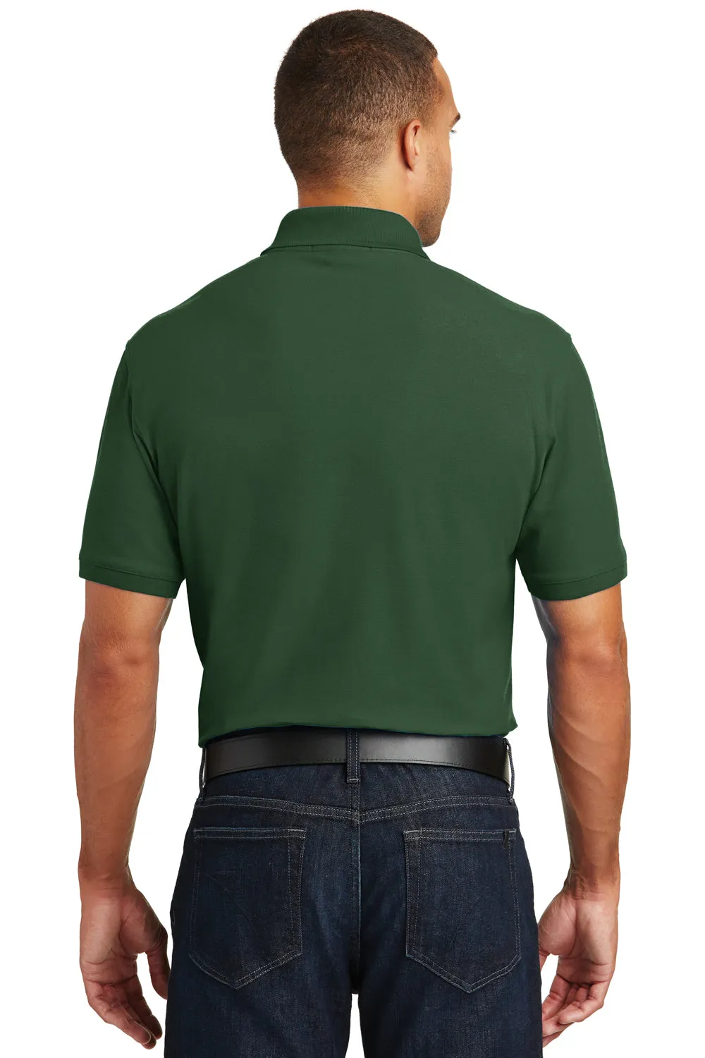 Port Authority Mens Core Classic Short Sleeve Polo Shirt w/ Pocket - Deep Forest Green - Closeout