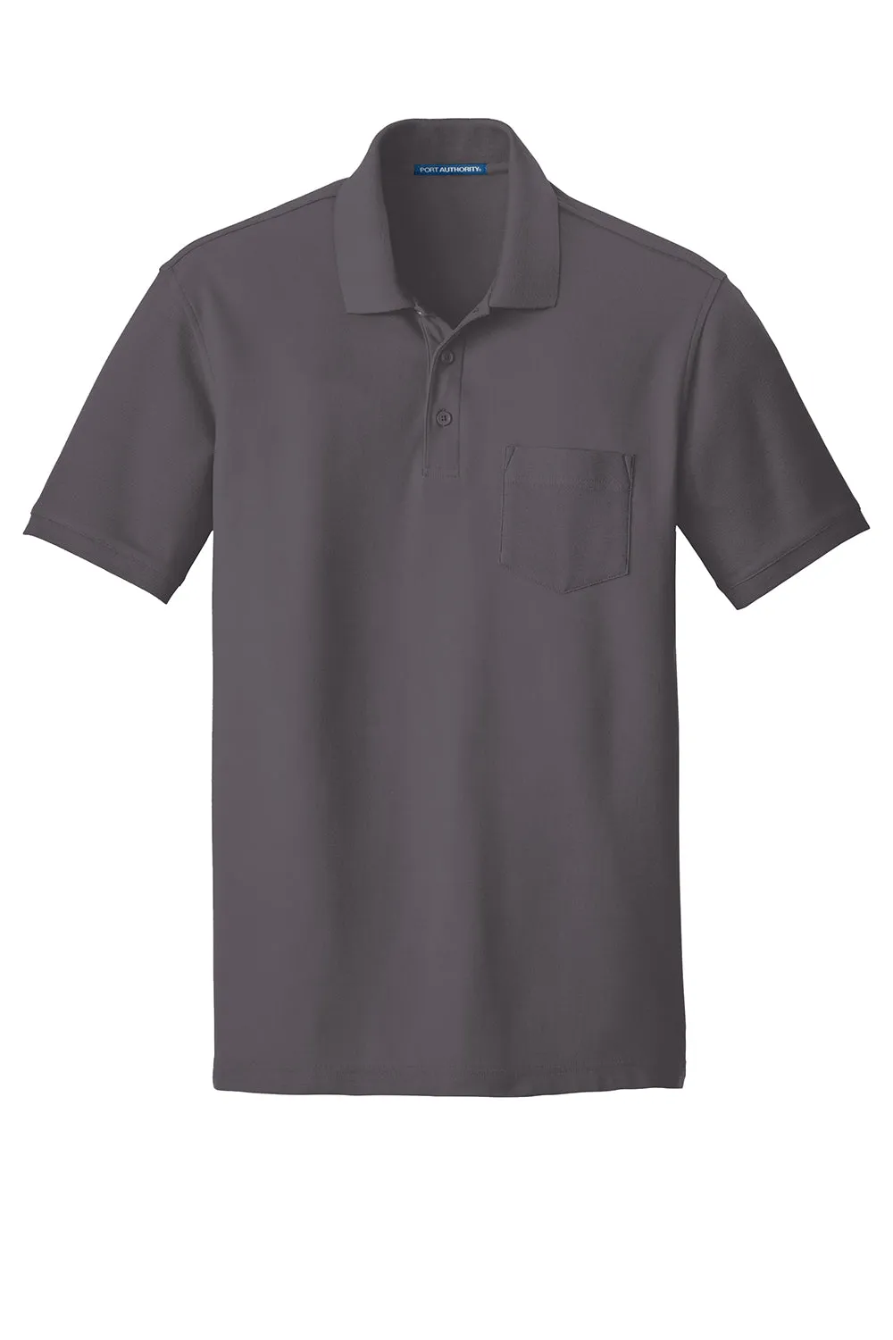 Port Authority Mens Core Classic Short Sleeve Polo Shirt w/ Pocket - Graphite Grey