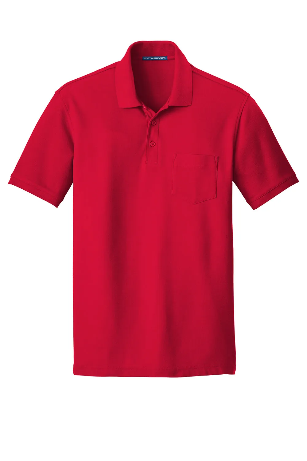 Port Authority Mens Core Classic Short Sleeve Polo Shirt w/ Pocket - Rich Red