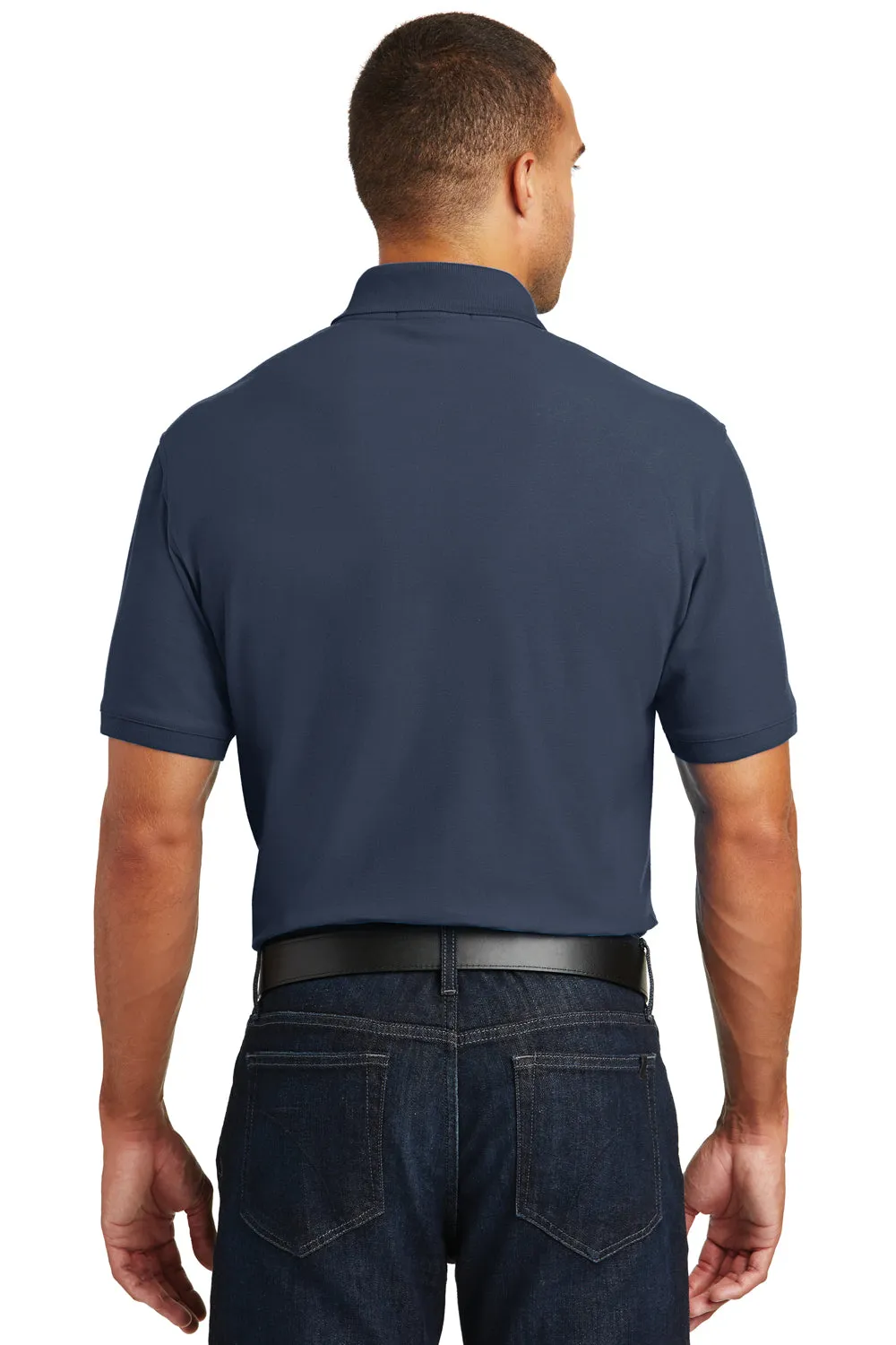 Port Authority Mens Core Classic Short Sleeve Polo Shirt w/ Pocket - River Navy Blue