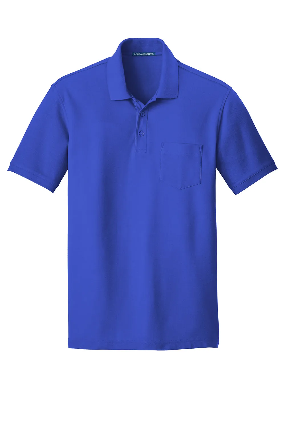 Port Authority Mens Core Classic Short Sleeve Polo Shirt w/ Pocket - True Royal Blue