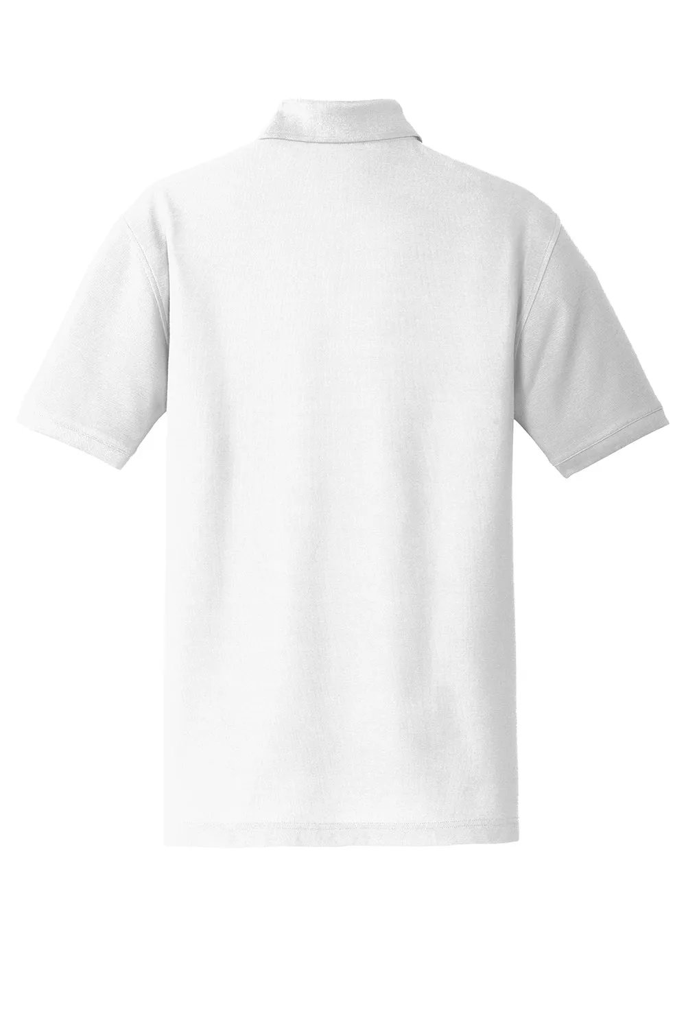 Port Authority Mens Core Classic Short Sleeve Polo Shirt w/ Pocket - White - Closeout