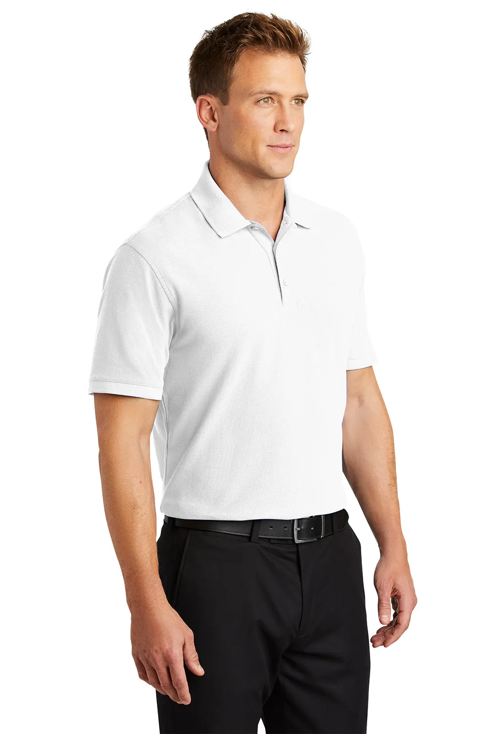Port Authority Mens Core Classic Short Sleeve Polo Shirt - White
