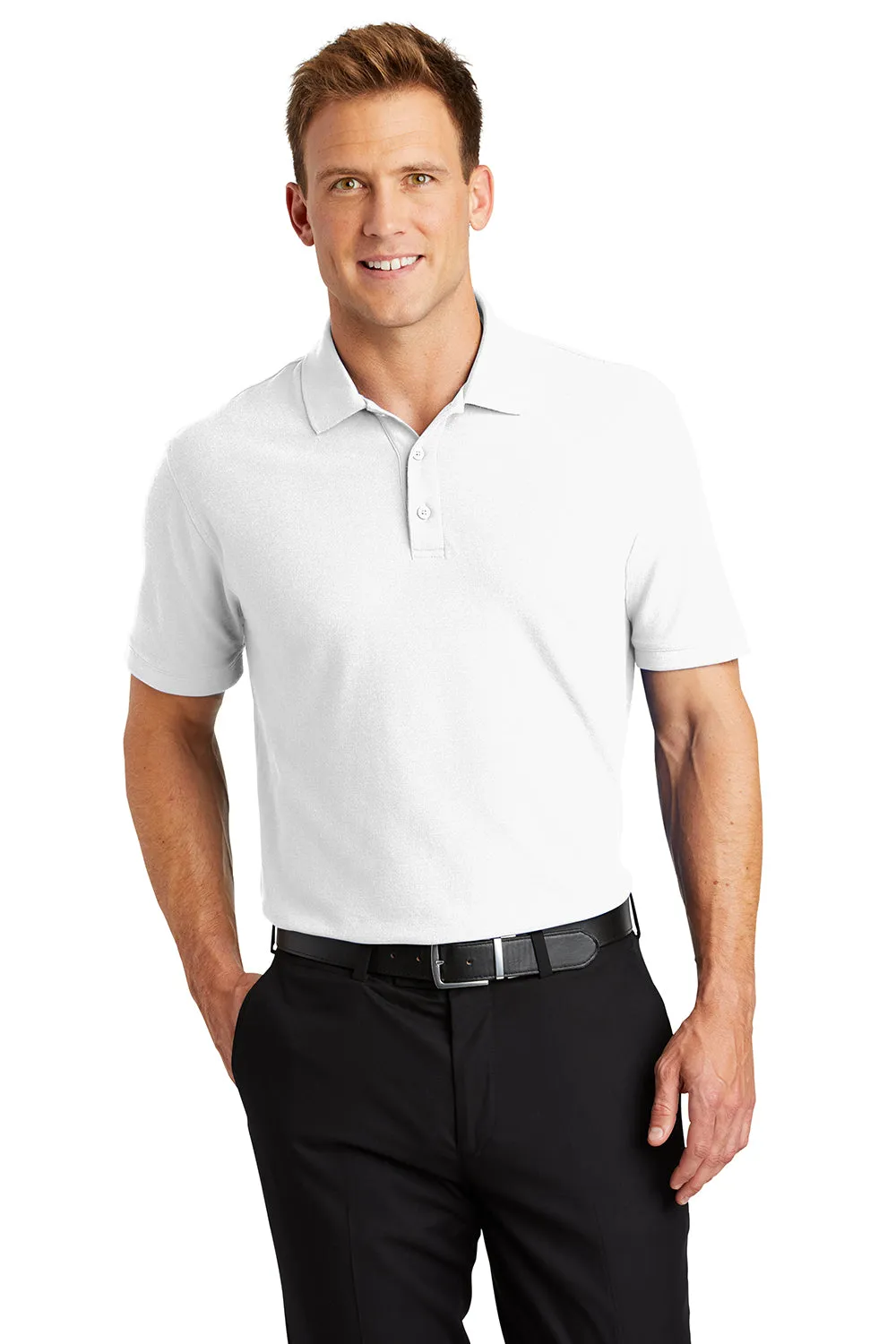 Port Authority Mens Core Classic Short Sleeve Polo Shirt - White