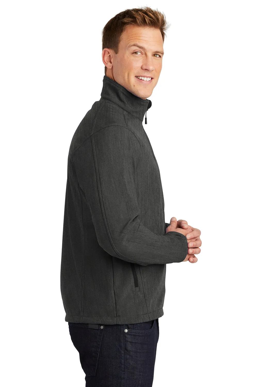Port Authority Mens Core Wind & Water Resistant Full Zip Jacket - Heather Charcoal Black