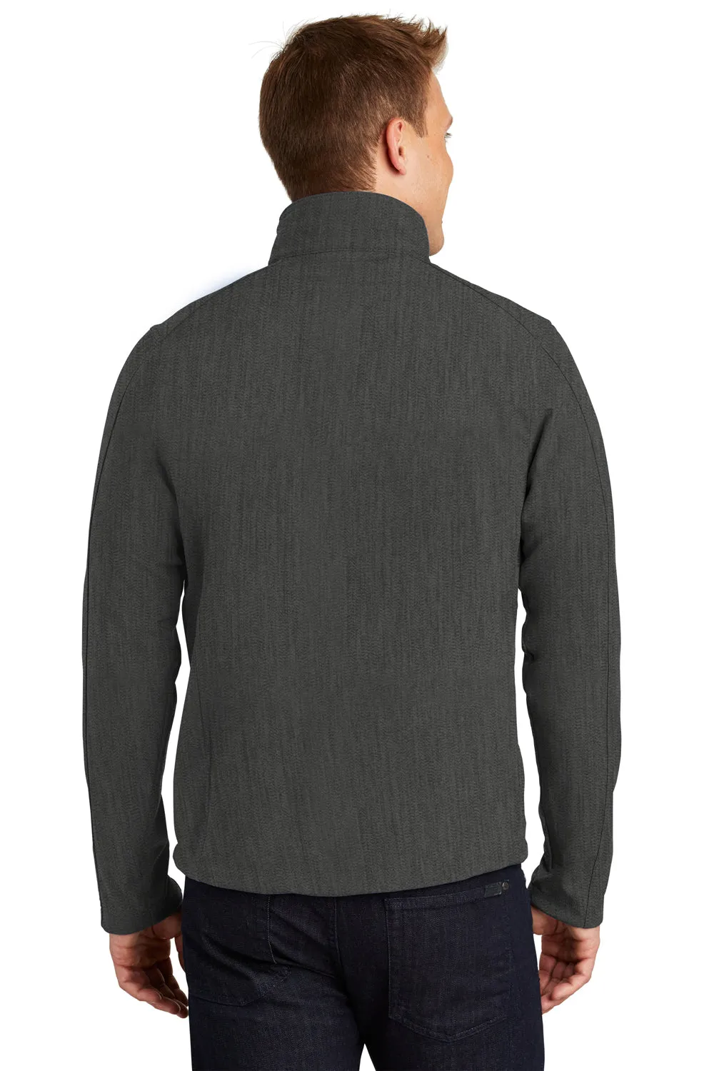 Port Authority Mens Core Wind & Water Resistant Full Zip Jacket - Heather Charcoal Black