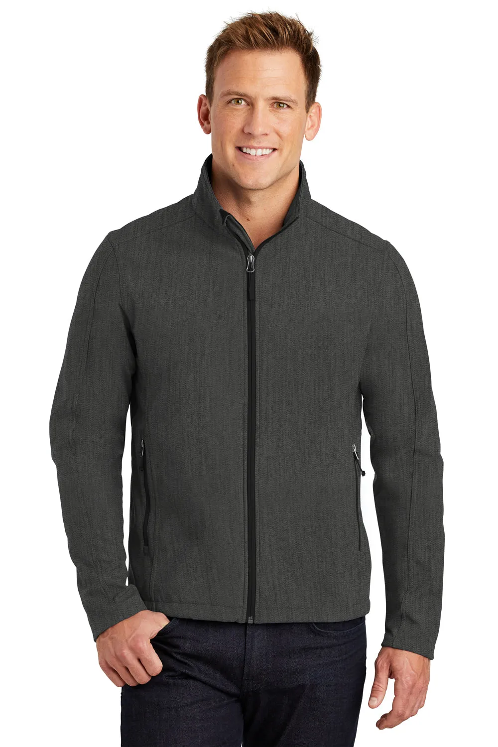 Port Authority Mens Core Wind & Water Resistant Full Zip Jacket - Heather Charcoal Black