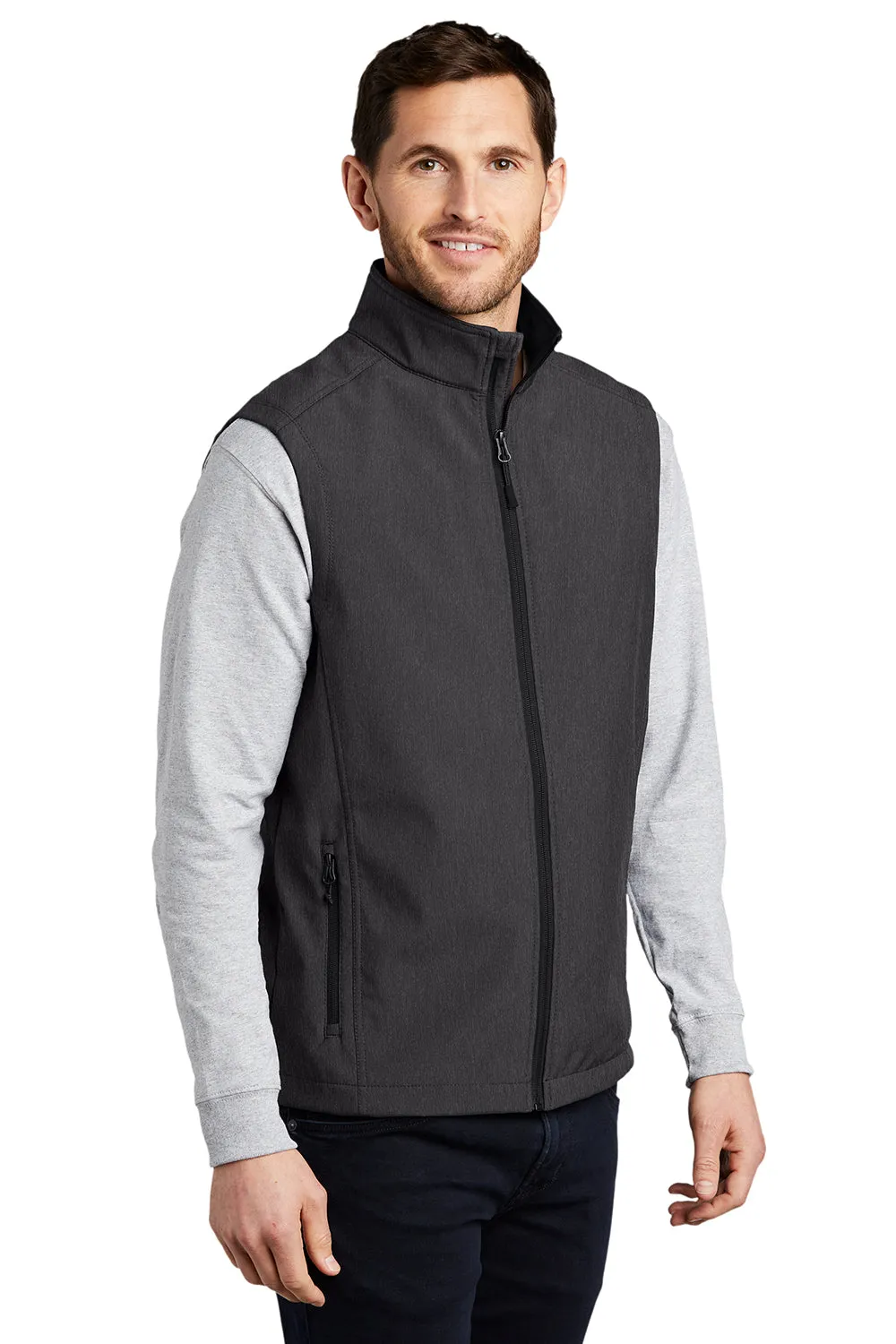 Port Authority Mens Core Wind & Water Resistant Full Zip Vest - Heather Charcoal Black