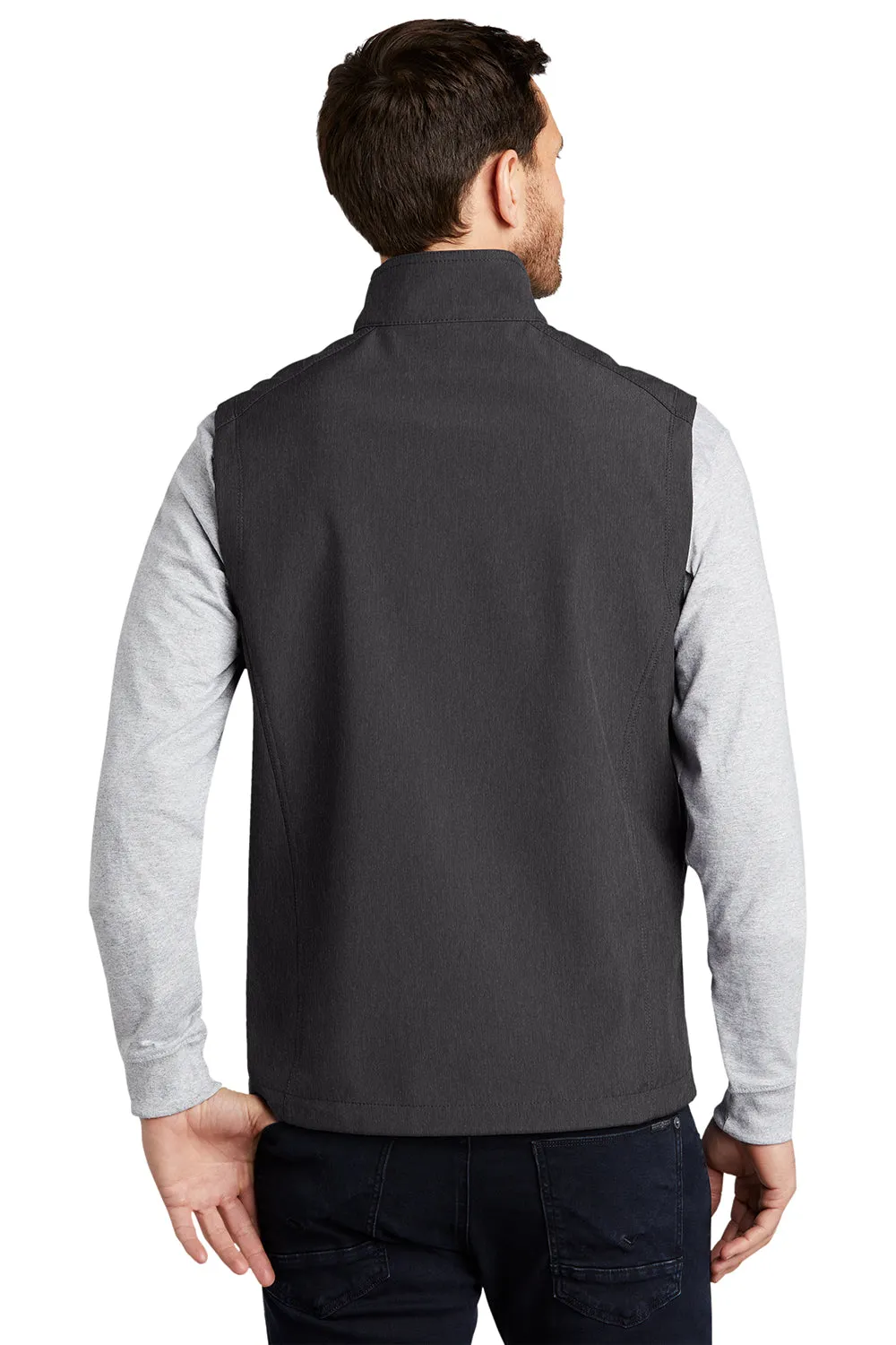 Port Authority Mens Core Wind & Water Resistant Full Zip Vest - Heather Charcoal Black