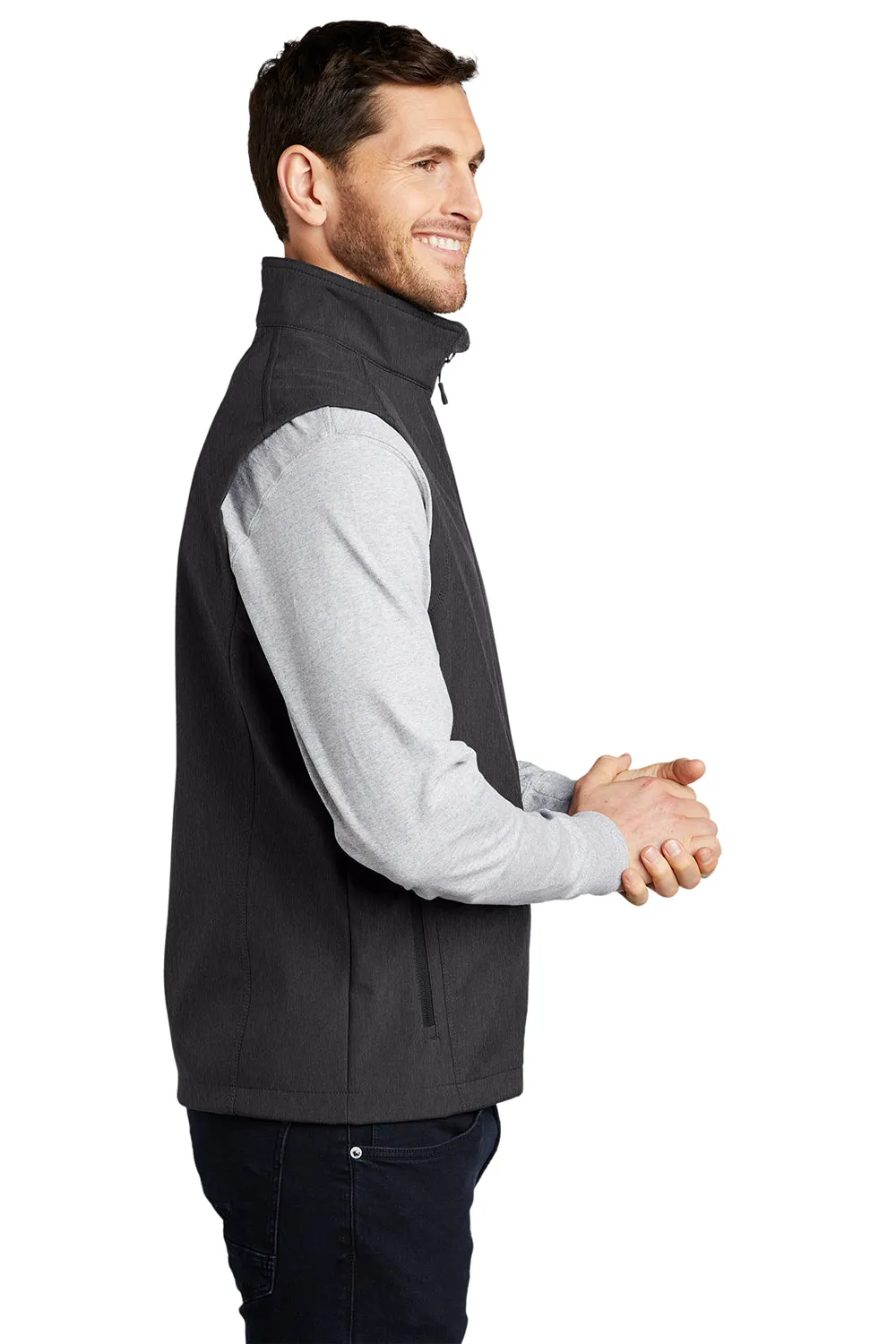 Port Authority Mens Core Wind & Water Resistant Full Zip Vest - Heather Charcoal Black