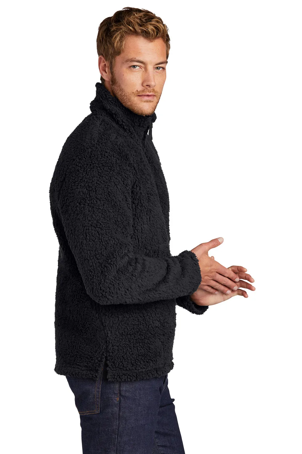 Port Authority Mens Cozy Sherpa Fleece 1/4 Zip Jacket - Charcoal Grey - Closeout