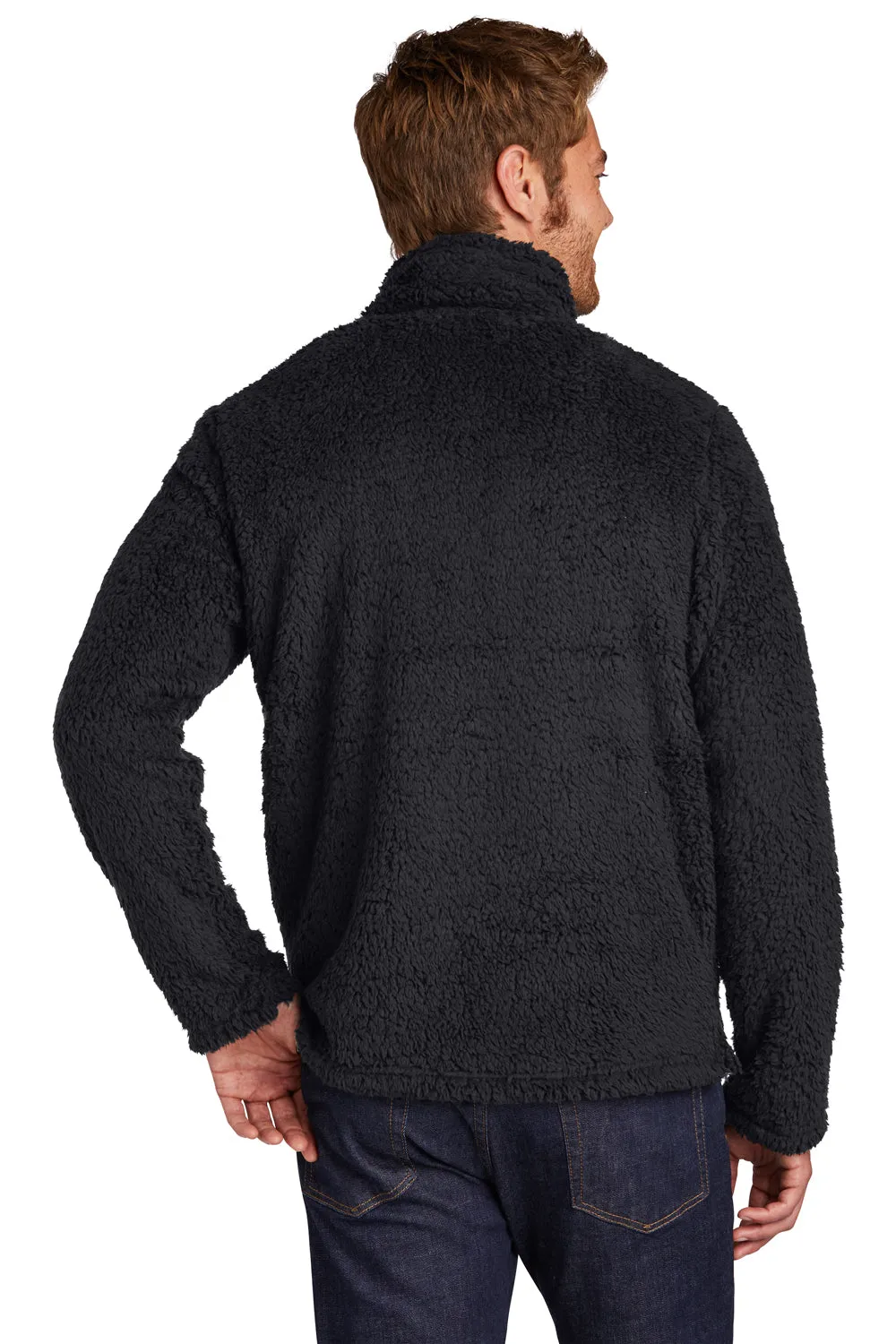 Port Authority Mens Cozy Sherpa Fleece 1/4 Zip Jacket - Charcoal Grey - Closeout