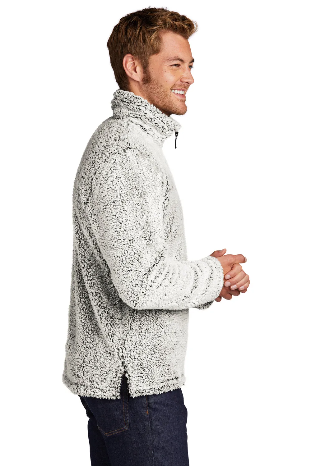 Port Authority Mens Cozy Sherpa Fleece 1/4 Zip Jacket - Heather Grey