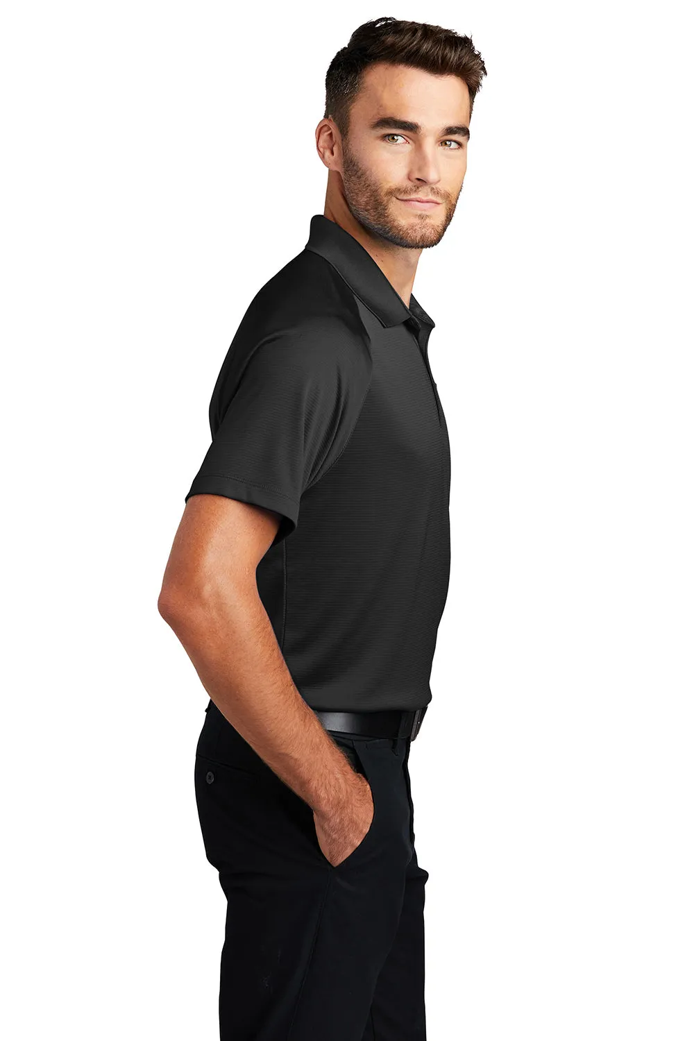 Port Authority Mens Crossover Moisture Wicking Short Sleeve Polo Shirt - Black