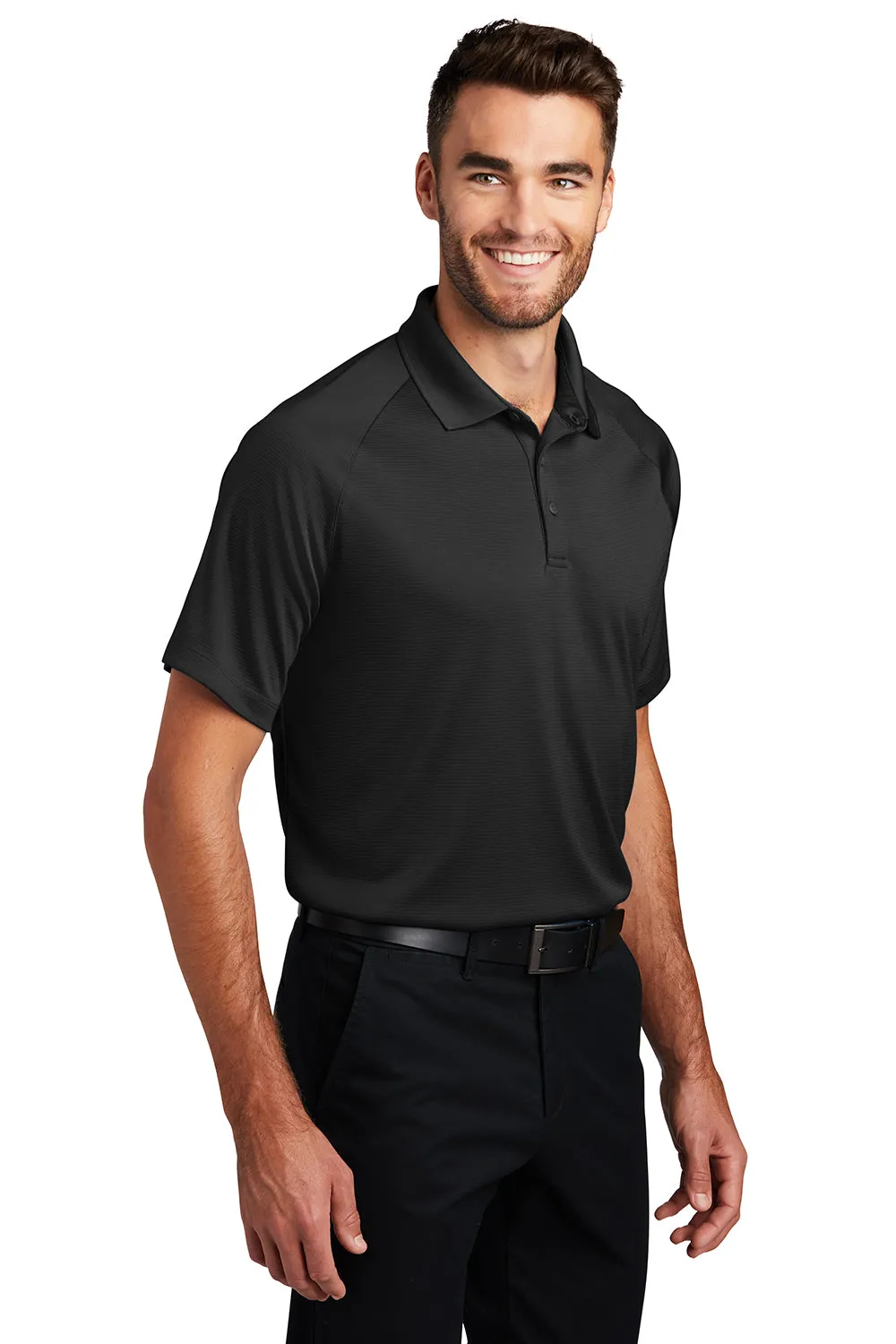 Port Authority Mens Crossover Moisture Wicking Short Sleeve Polo Shirt - Black