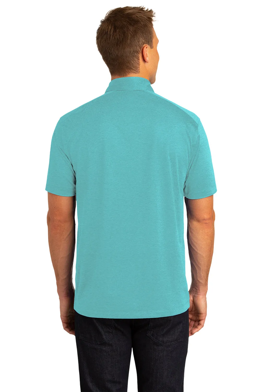 Port Authority Mens Digi Heather Performance Moisture Wicking Short Sleeve Polo Shirt - Maui Blue - Closeout