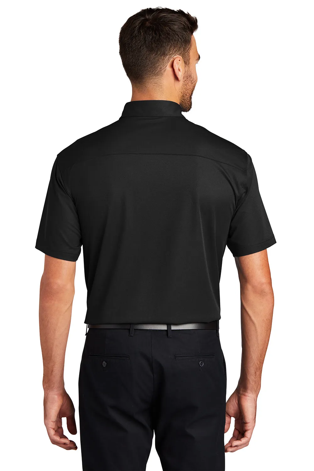 Port Authority Mens Dimension Moisture Wicking Short Sleeve Polo Shirt - Black - Closeout