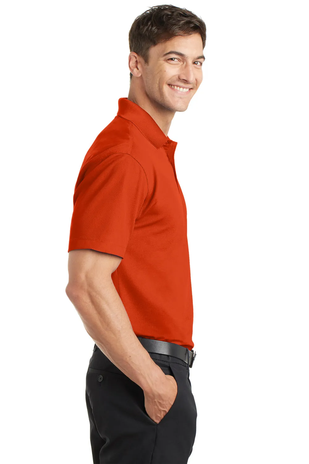 Port Authority Mens Dry Zone Moisture Wicking Short Sleeve Polo Shirt - Autumn Orange