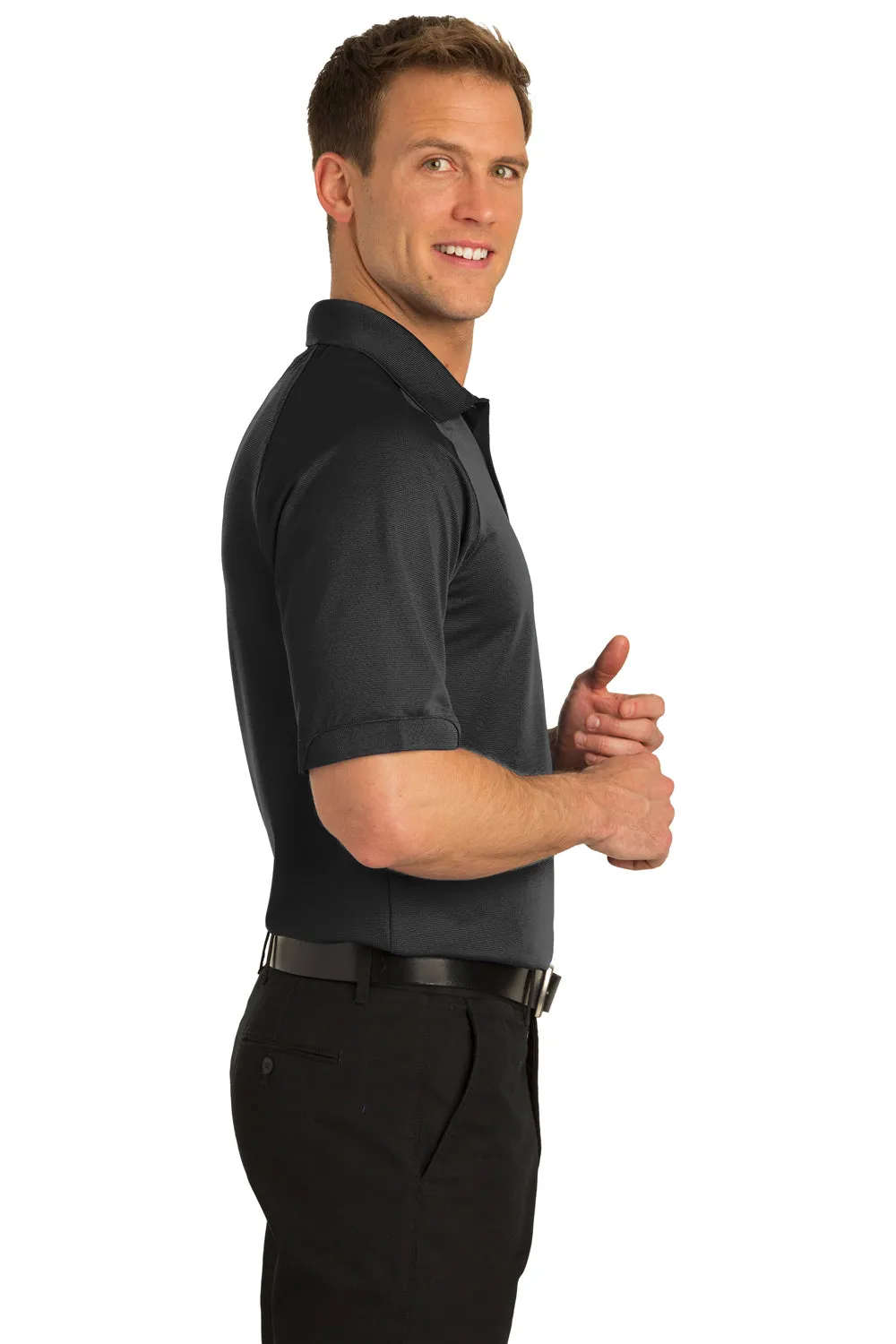 Port Authority Mens Dry Zone Moisture Wicking Short Sleeve Polo Shirt - Black