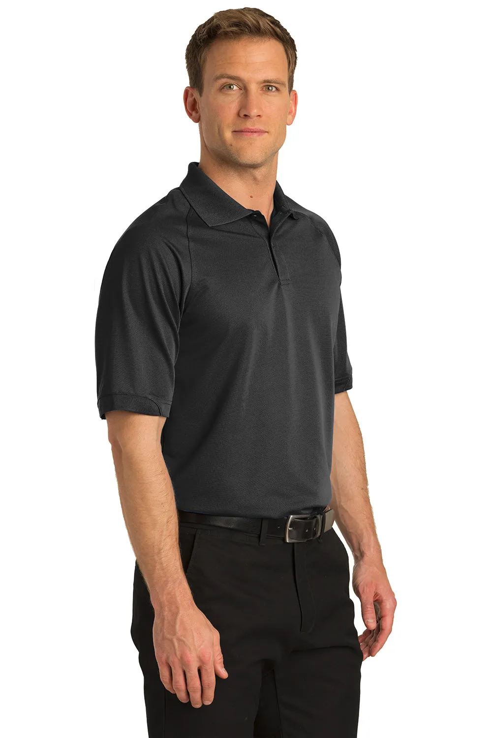 Port Authority Mens Dry Zone Moisture Wicking Short Sleeve Polo Shirt - Black