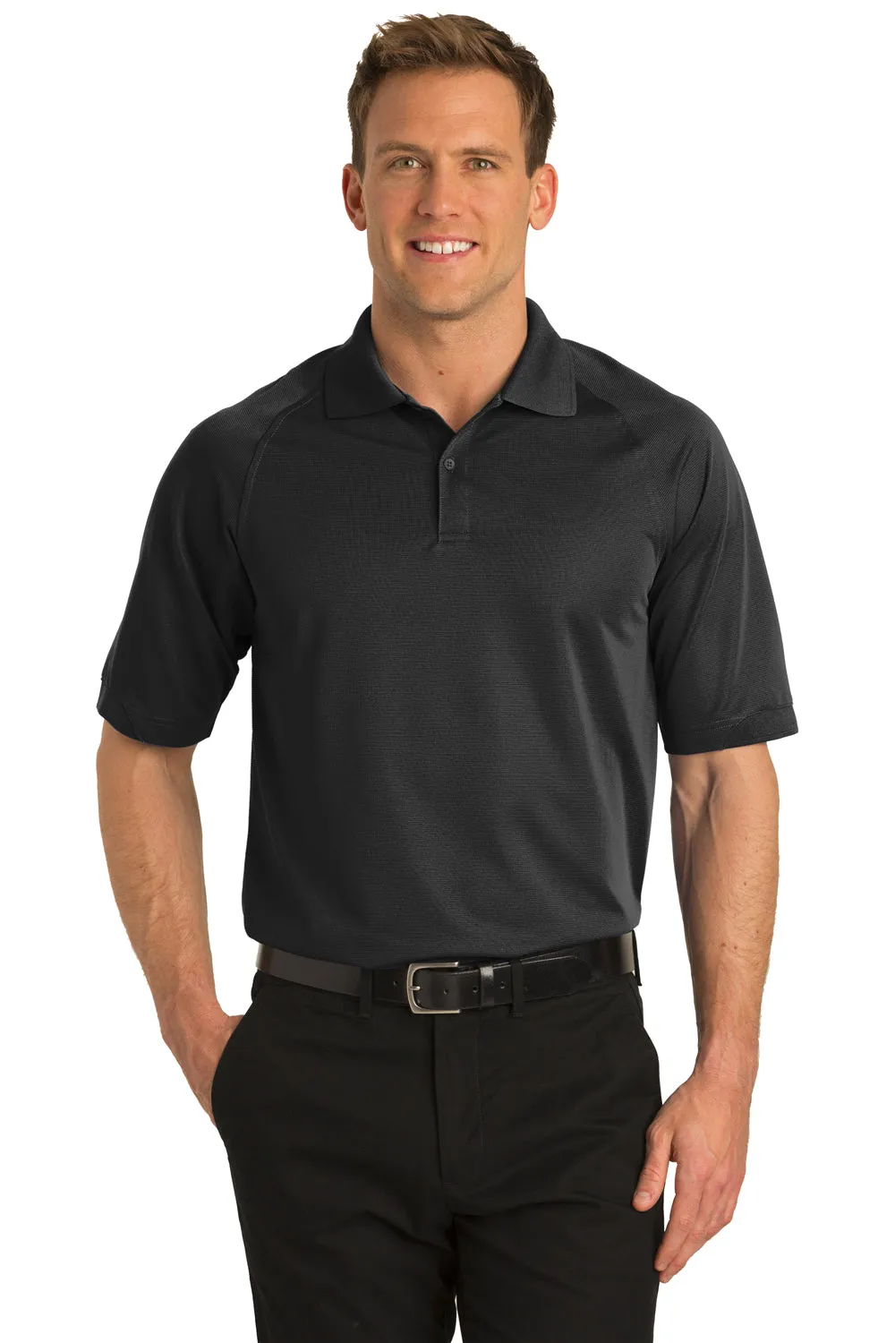 Port Authority Mens Dry Zone Moisture Wicking Short Sleeve Polo Shirt - Black