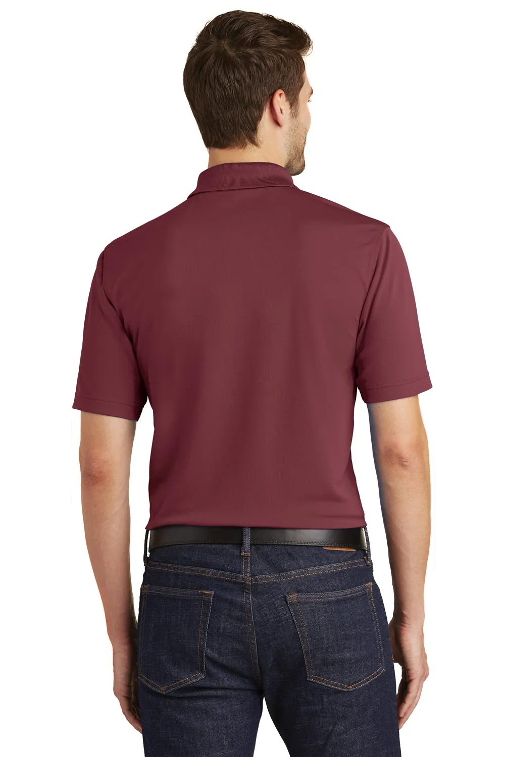 Port Authority Mens Dry Zone Moisture Wicking Short Sleeve Polo Shirt - Burgundy