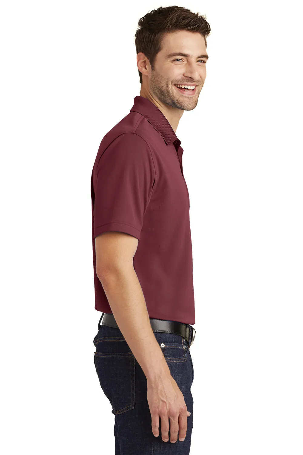 Port Authority Mens Dry Zone Moisture Wicking Short Sleeve Polo Shirt - Burgundy