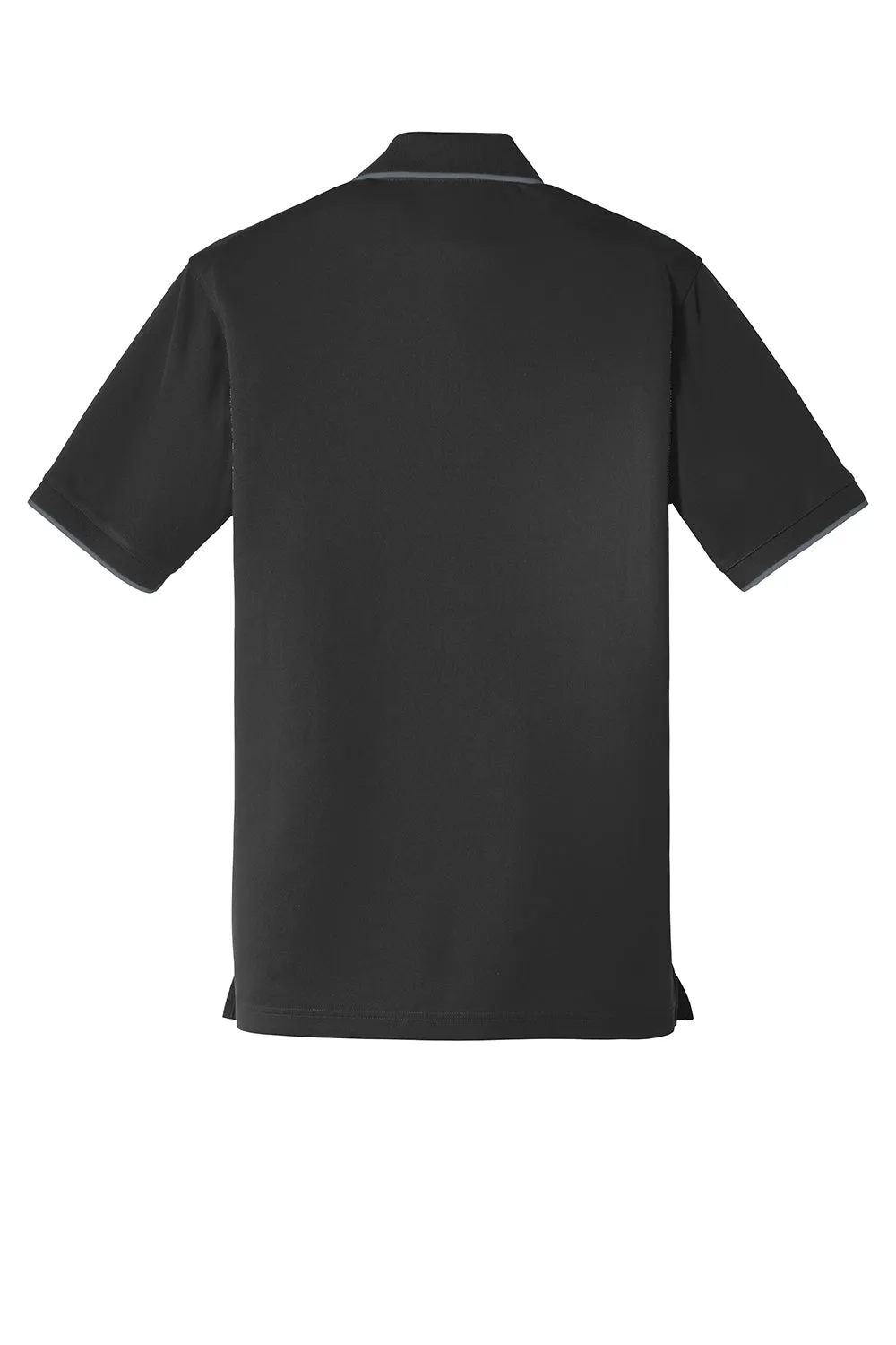 Port Authority Mens Dry Zone Moisture Wicking Short Sleeve Polo Shirt - Deep Black/Graphite Grey