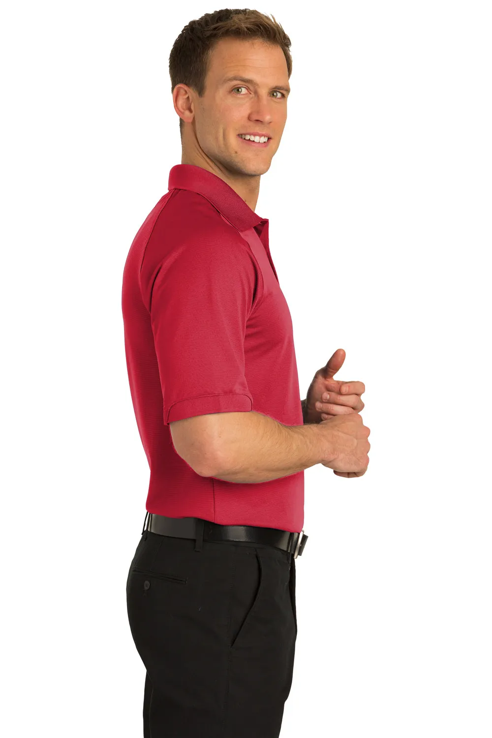 Port Authority Mens Dry Zone Moisture Wicking Short Sleeve Polo Shirt - Engine Red