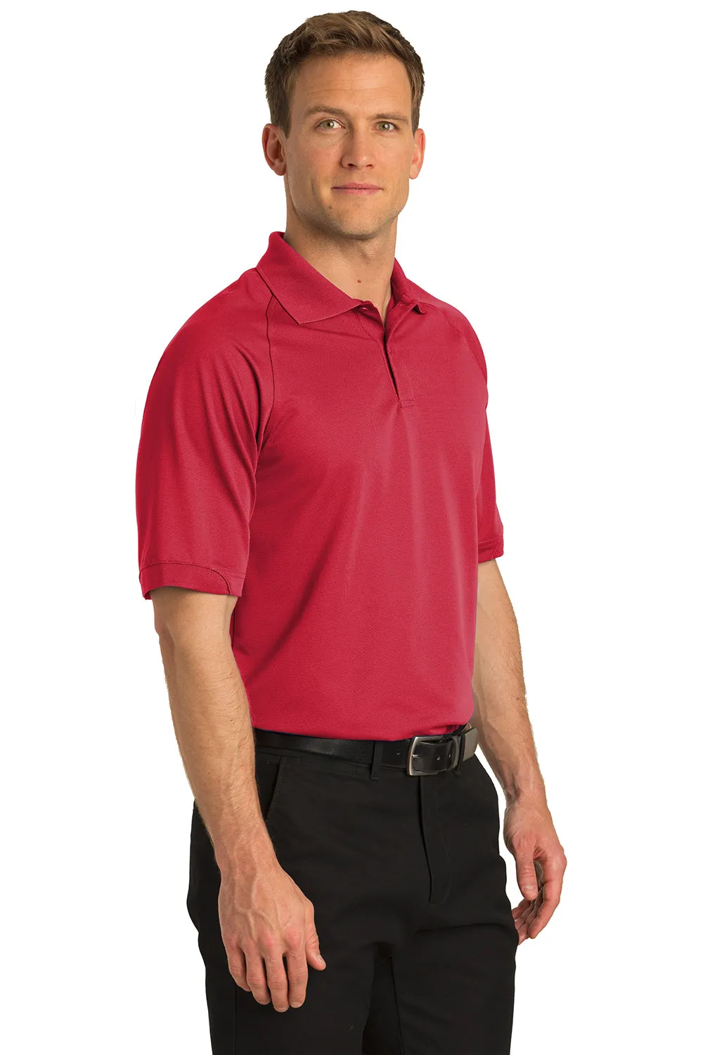 Port Authority Mens Dry Zone Moisture Wicking Short Sleeve Polo Shirt - Engine Red