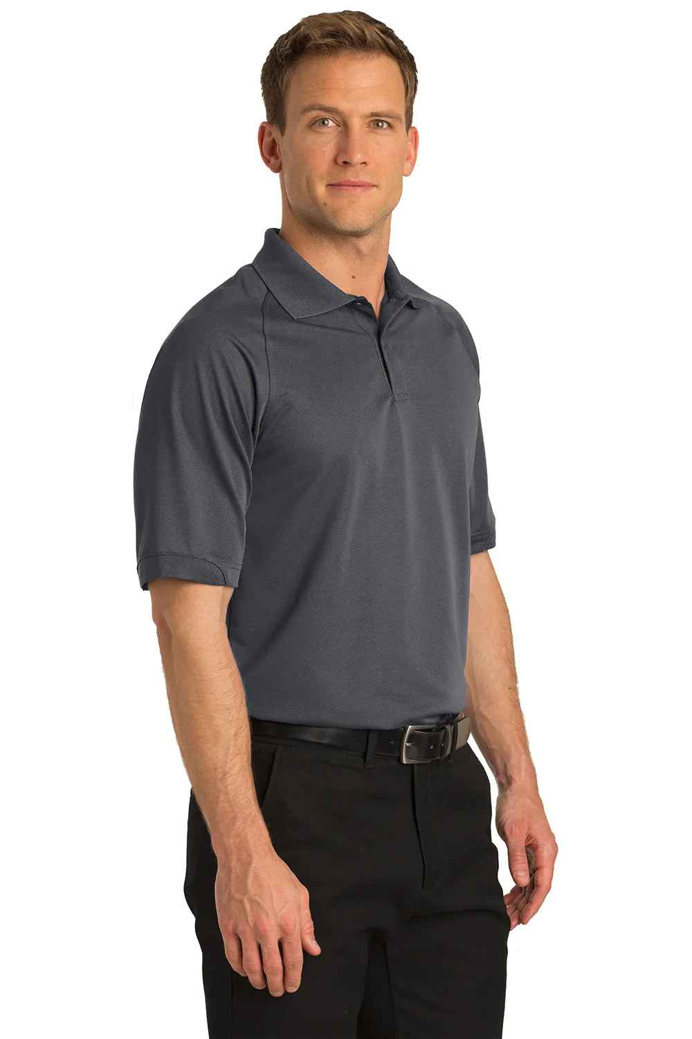 Port Authority Mens Dry Zone Moisture Wicking Short Sleeve Polo Shirt - Iron Grey
