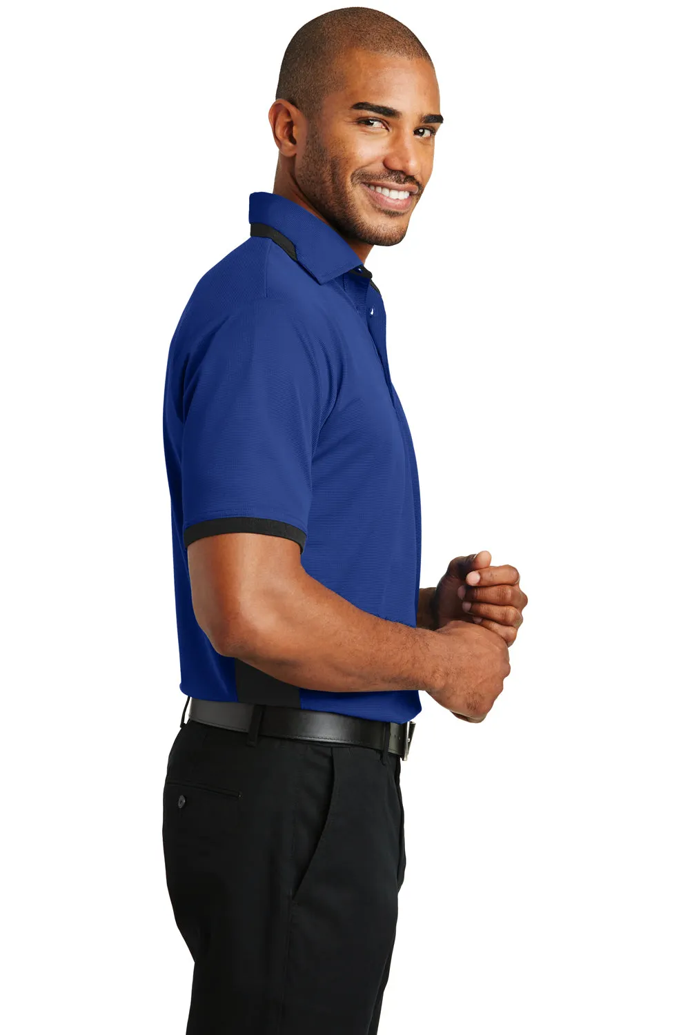 Port Authority Mens Dry Zone Moisture Wicking Short Sleeve Polo Shirt - Royal Blue/Black